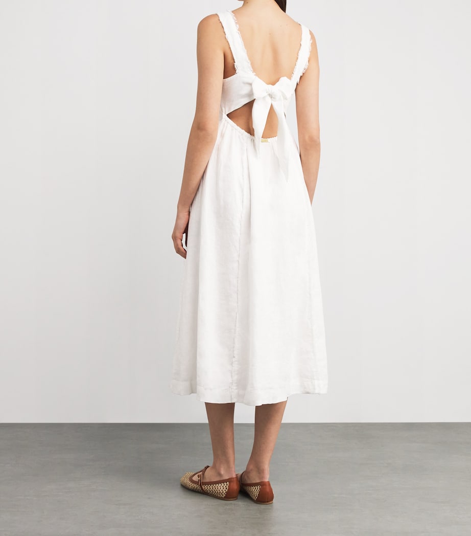 Linen Pampelonne Midi Dress WHT-WHT Image 3