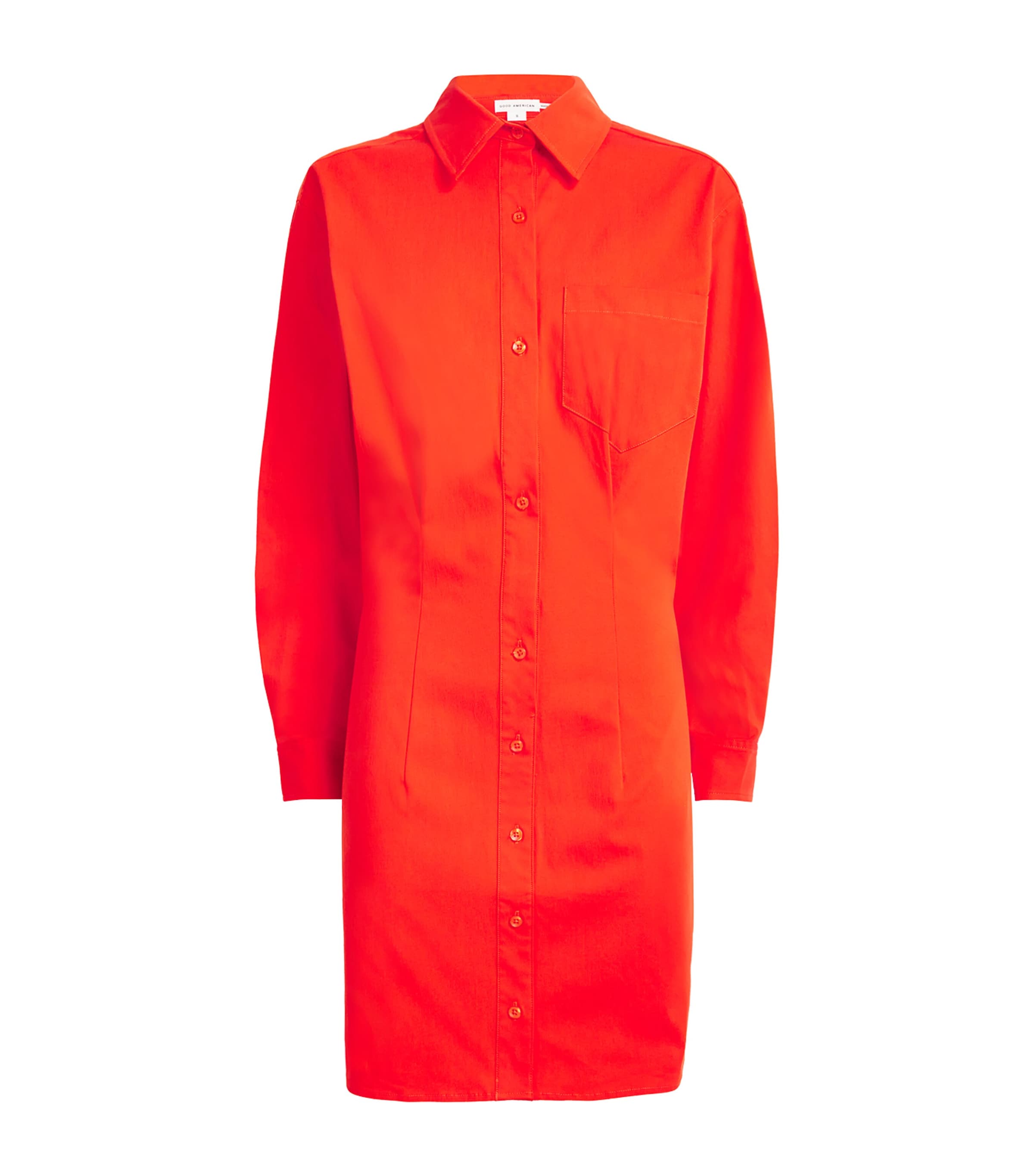 Good American Stretch Poplin Shirt Dress In Red