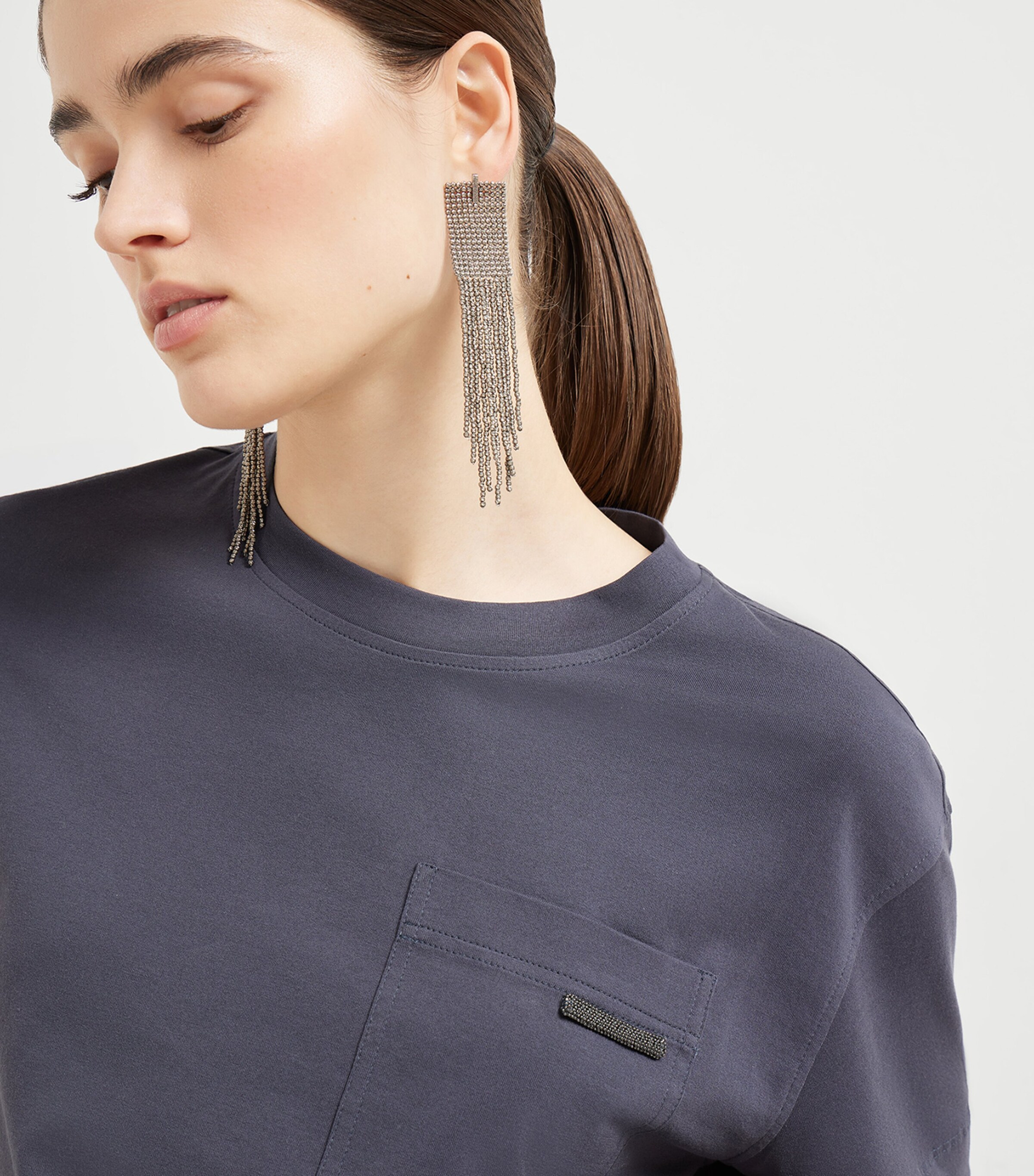 Brunello Cucinelli Womens Cotton Pocket-Detail T-Shirt Image 6