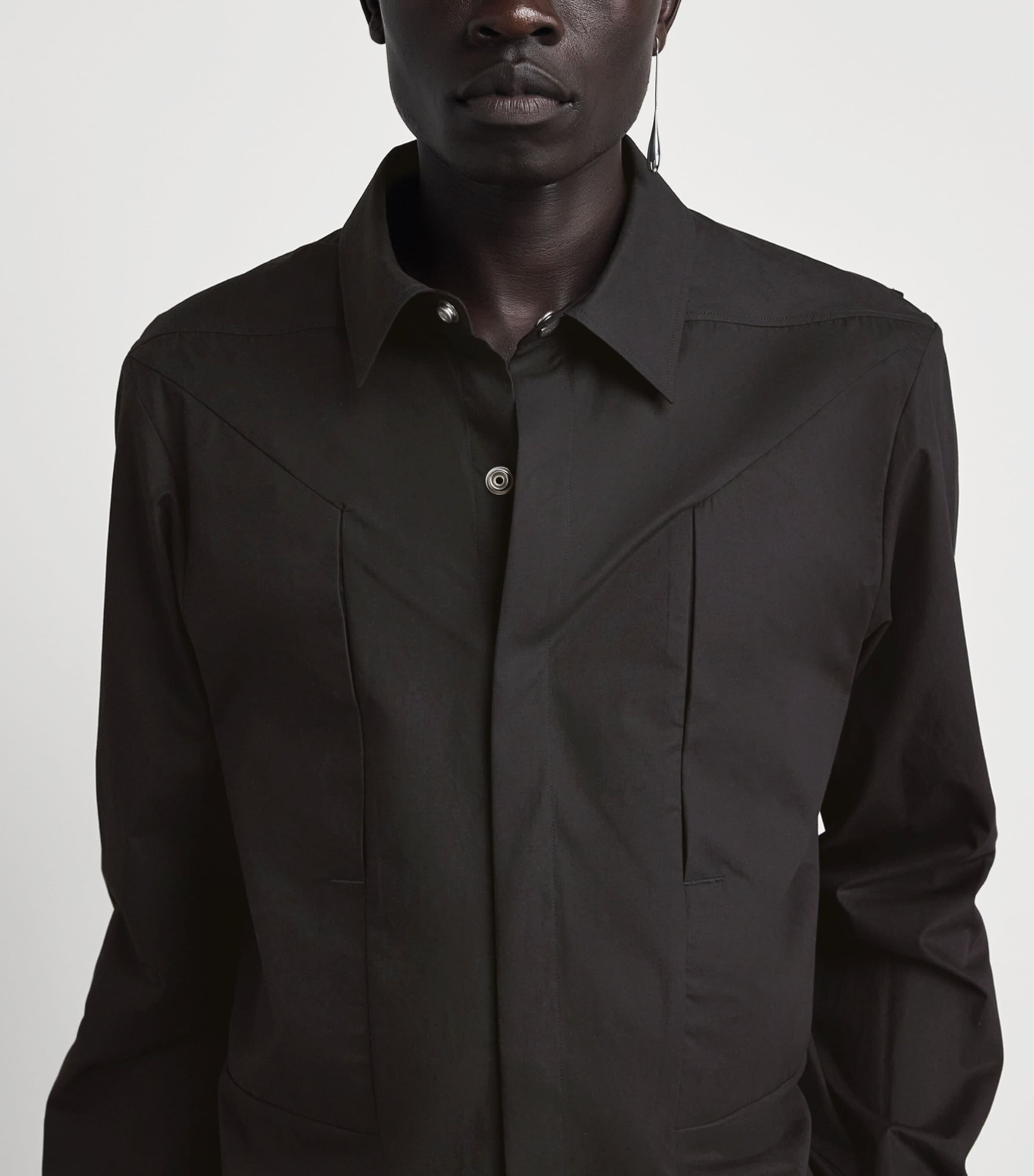 Rick Owens Mens Cotton Fog Overshirt Black Image 3