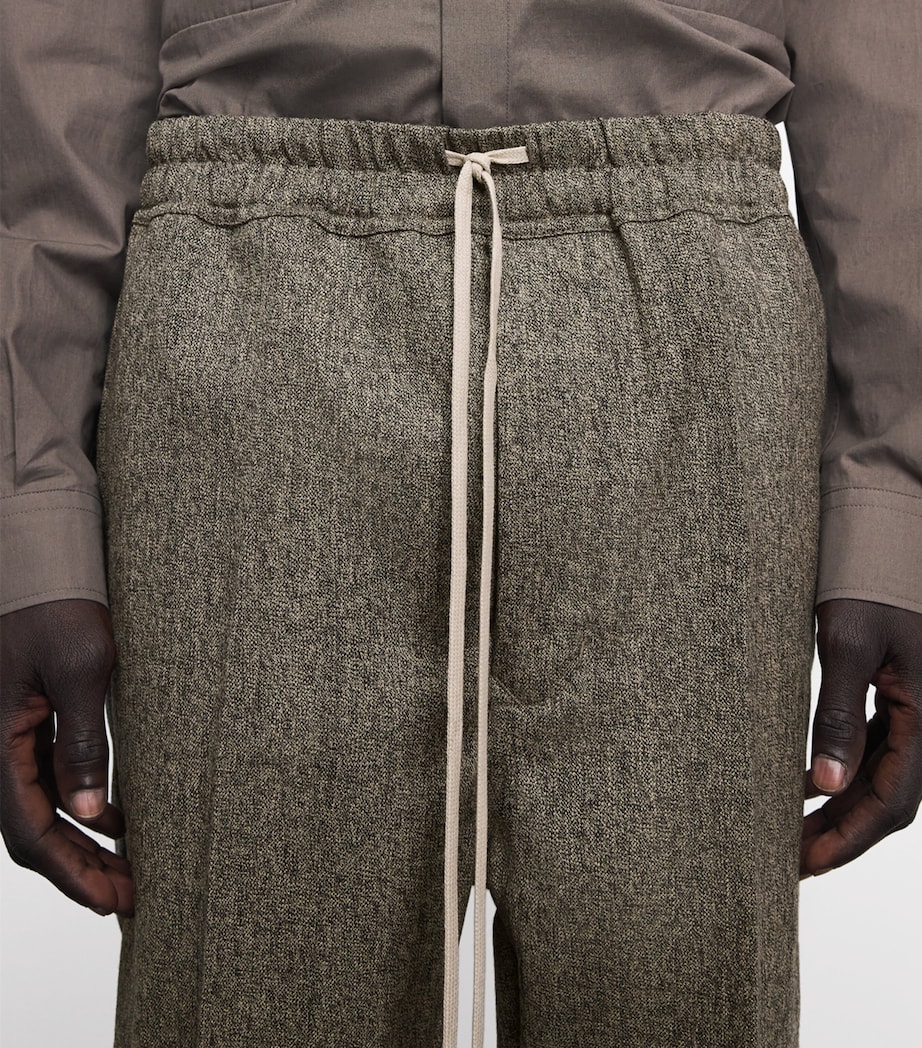 Rick Owens Mens Cotton-Wool Drawstring Trousers Black Melange Image 3