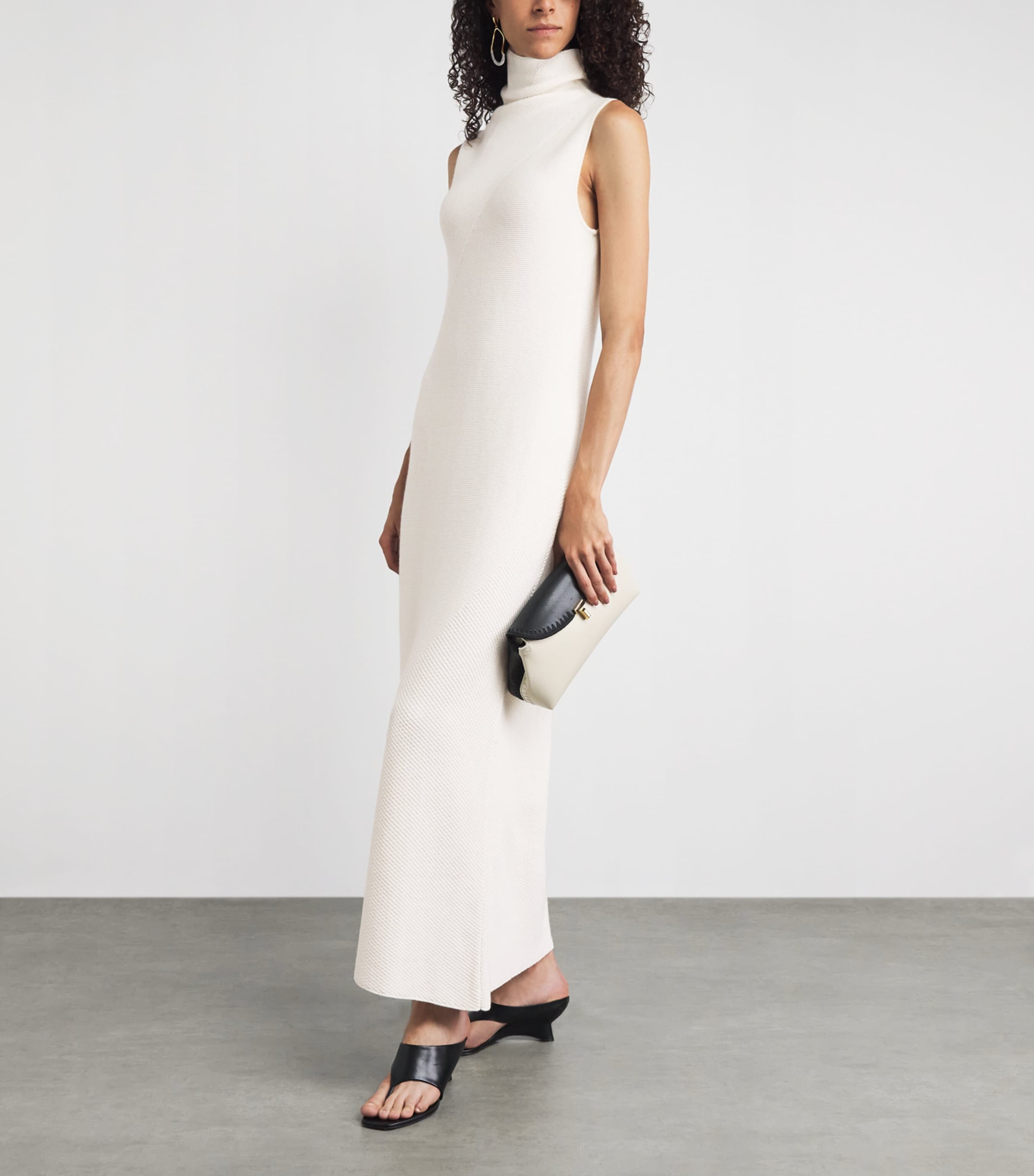 RETORI Womens Cashmere Sleeveless Maxi Dress White Image 2