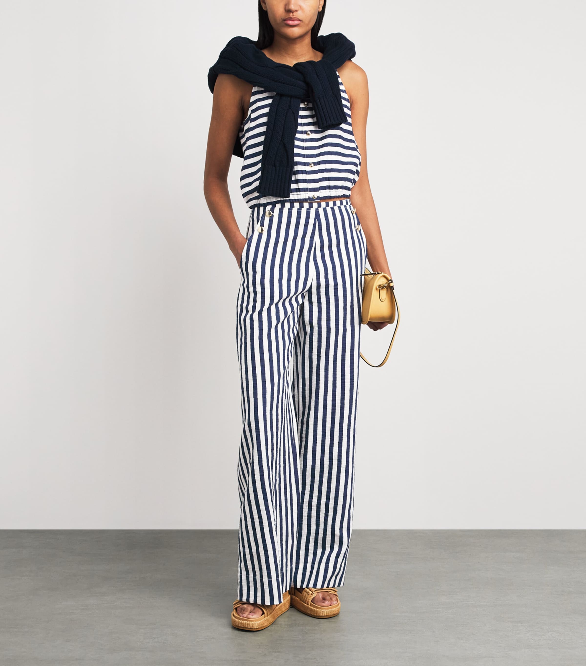 Maje Womens Breton Stripe Tank Top White/blue Image 2