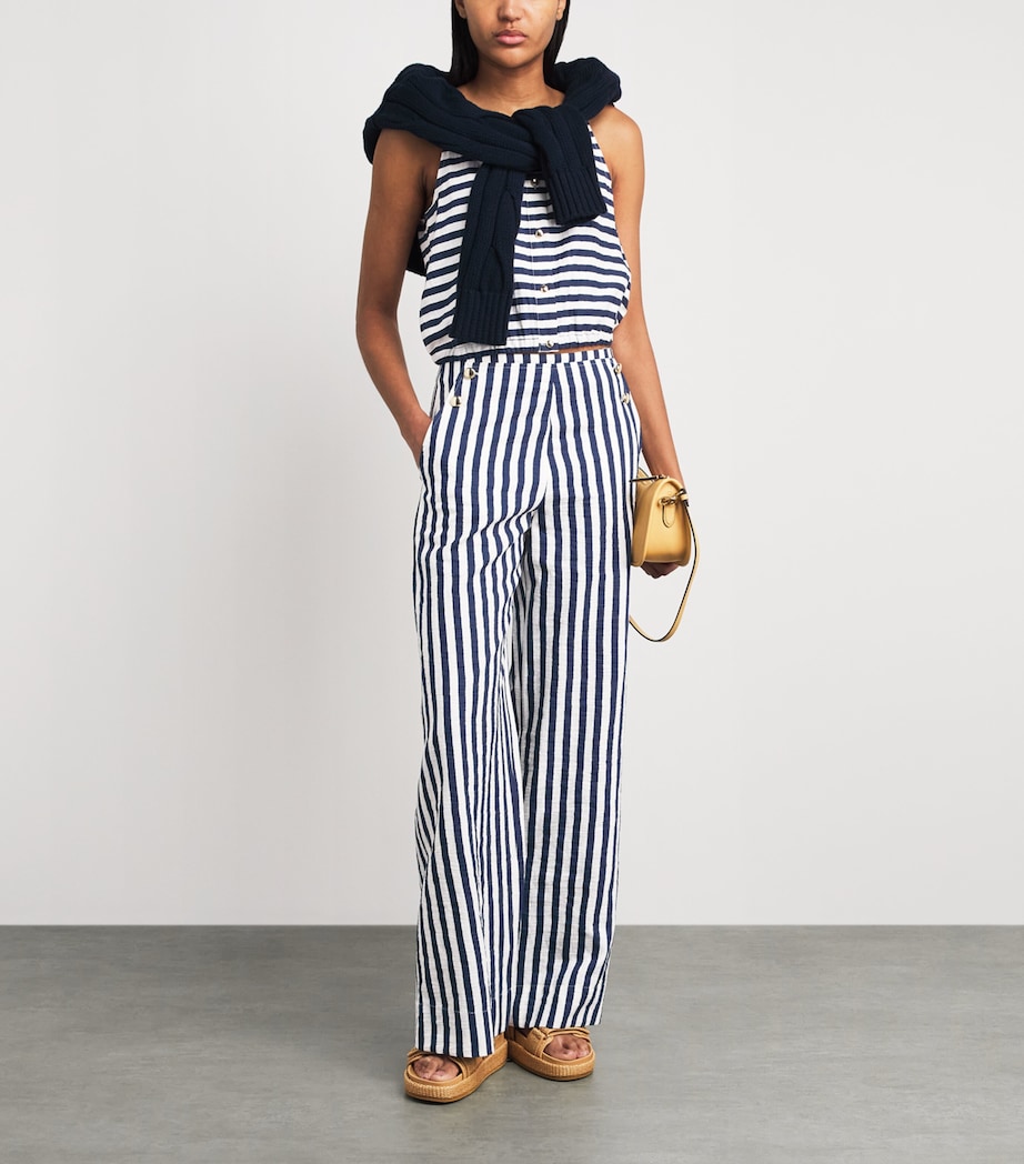 Maje Womens Breton Stripe Tank Top White/blue Image 2