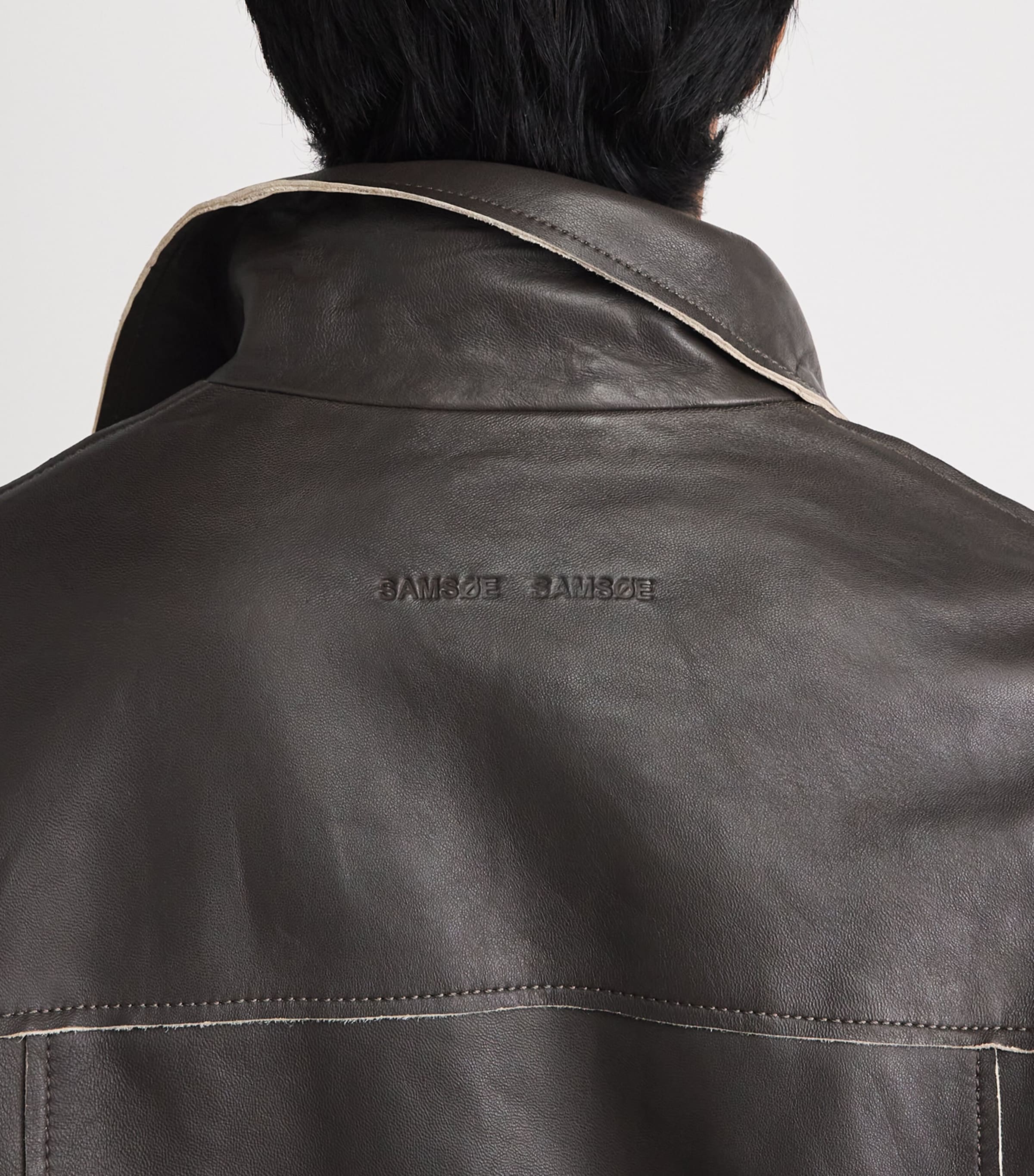 Leather Samilton Jacket BLACK OLIVE Image 3