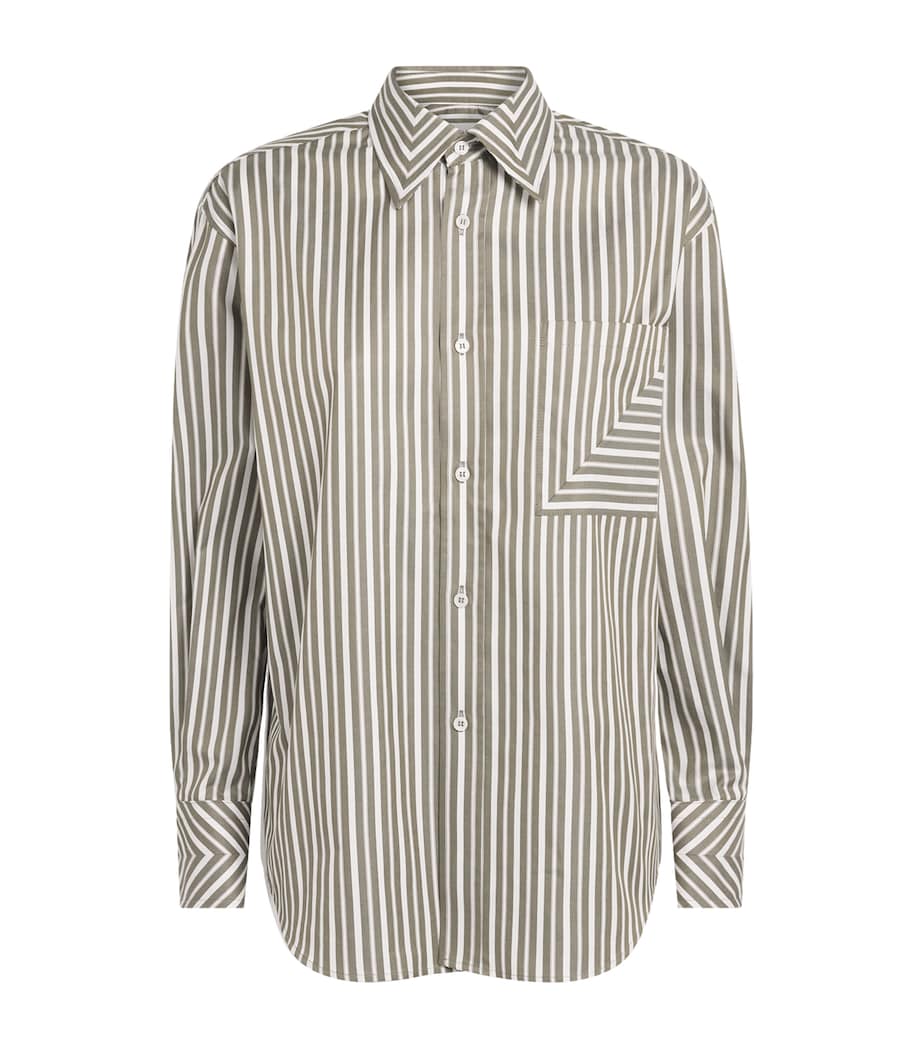 Victoria Beckham Womens Stripe Pocket-Detail Shirt Grn/wt Image 1
