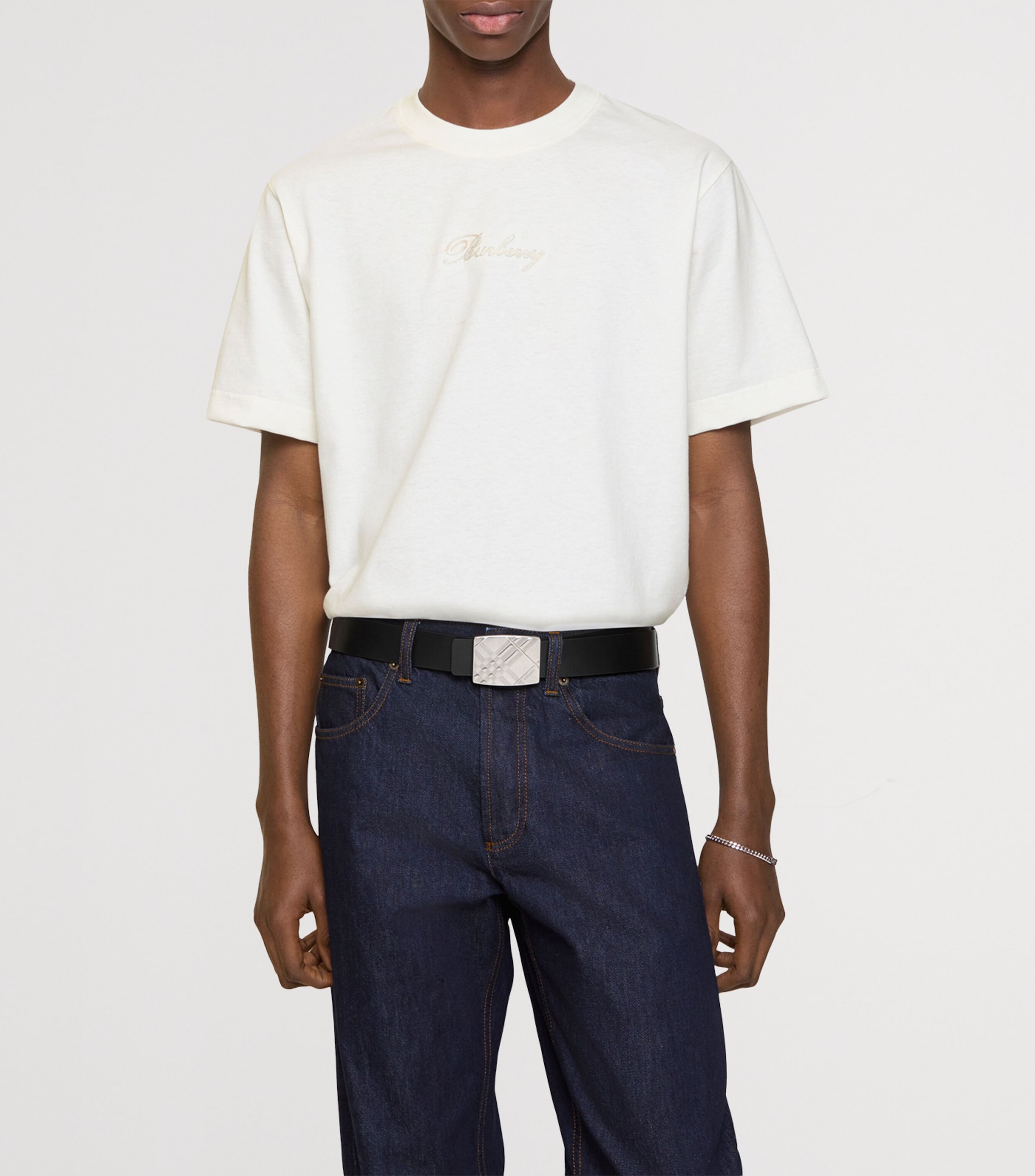 Leather Check Reversible Belt BLACKCHARCOAL Image 2