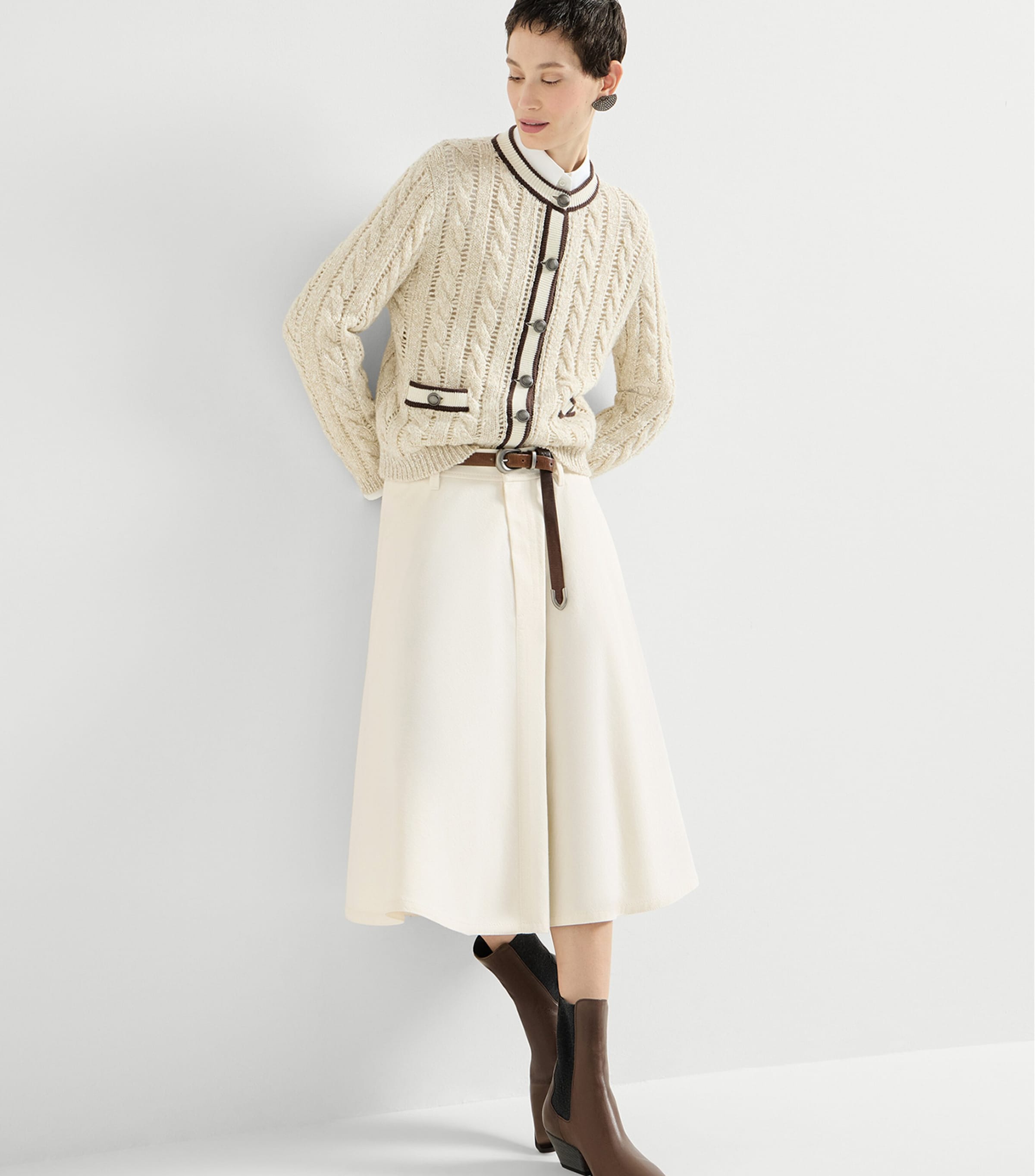 Brunello Cucinelli Womens Denim Midi Skirt Image 4