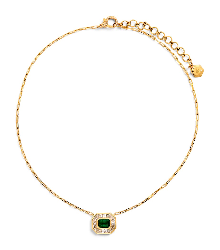 Yellow Gold, Diamond and Emerald Deco Necklace YELLOW GOLD Image 1