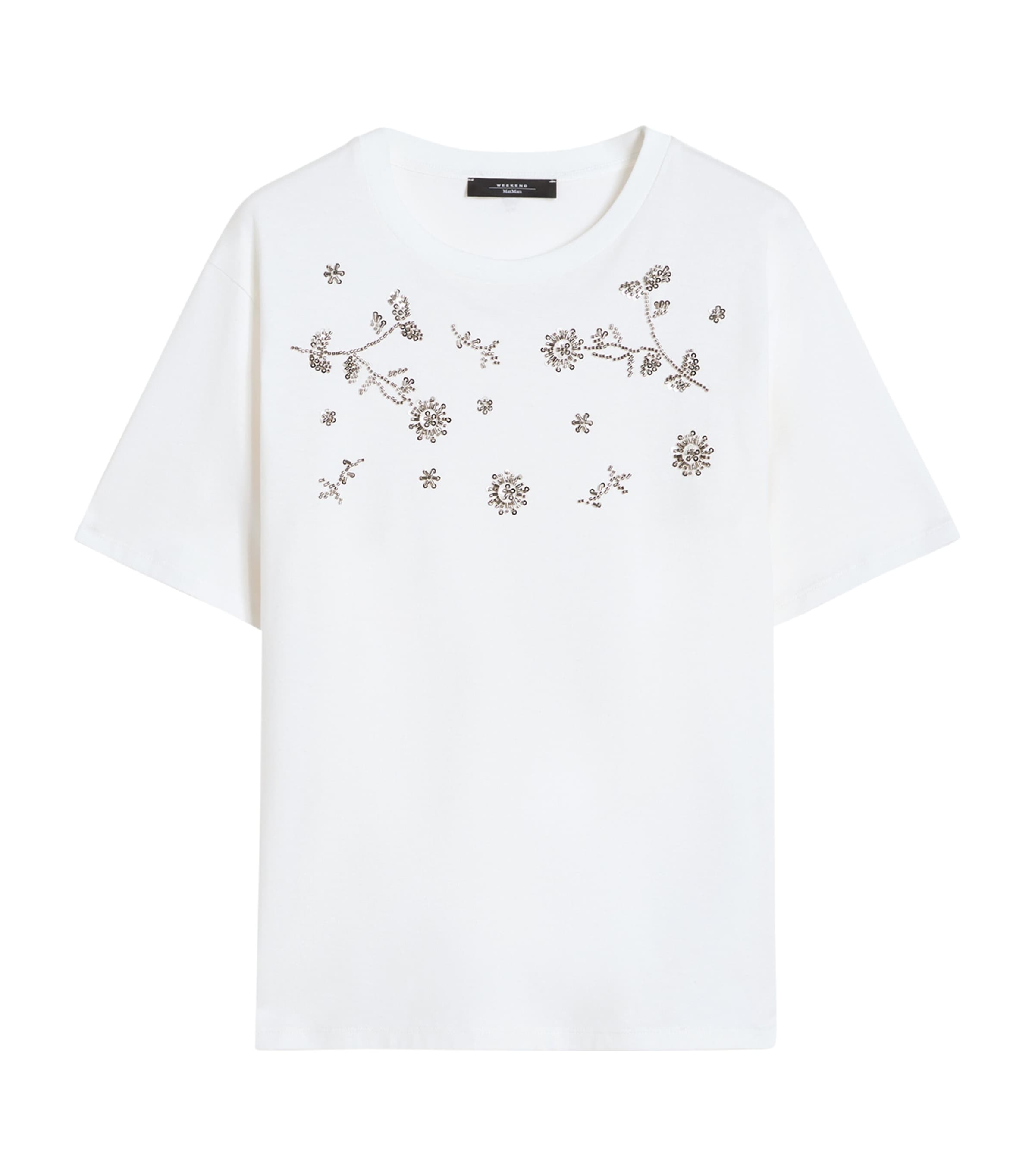Weekend Max Mara Womens Cotton Embellished T-Shirt White Image 1