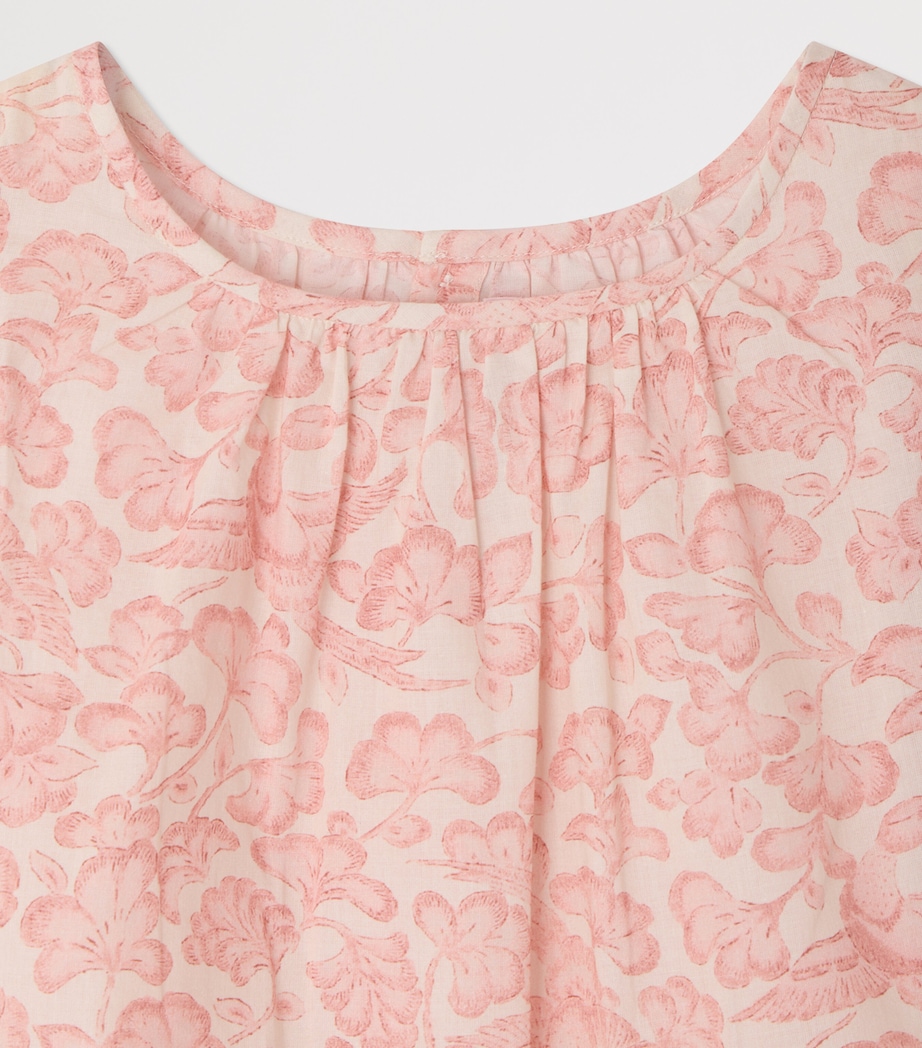 Bonpoint Cotton Floral Pyjama Set (10-14 Years) Fl Beige Rose Image 3