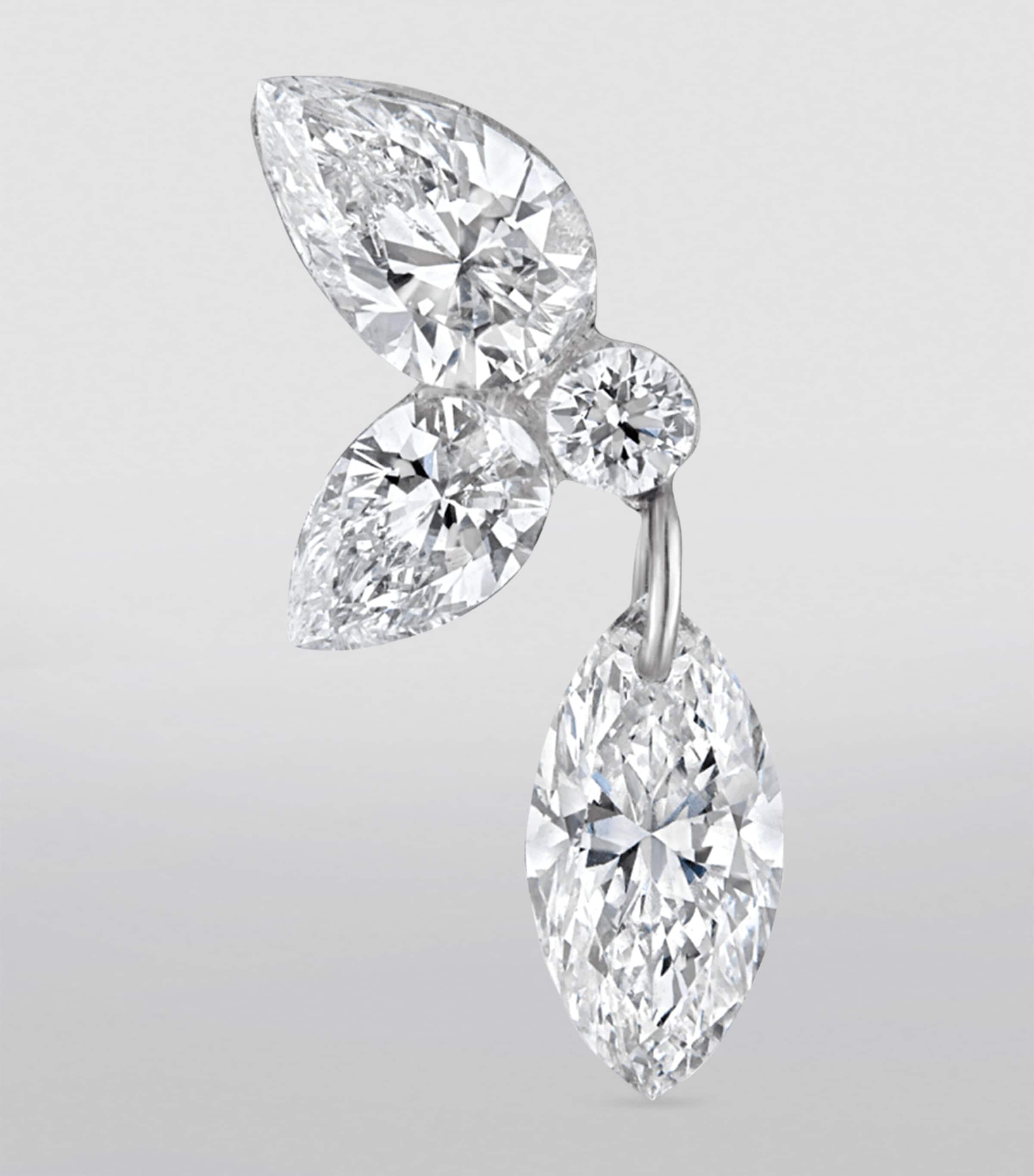 Grand Marquise Pear Diamond Echo Earring (Direction B, 10.5mm) WHITE GOLD Image 3