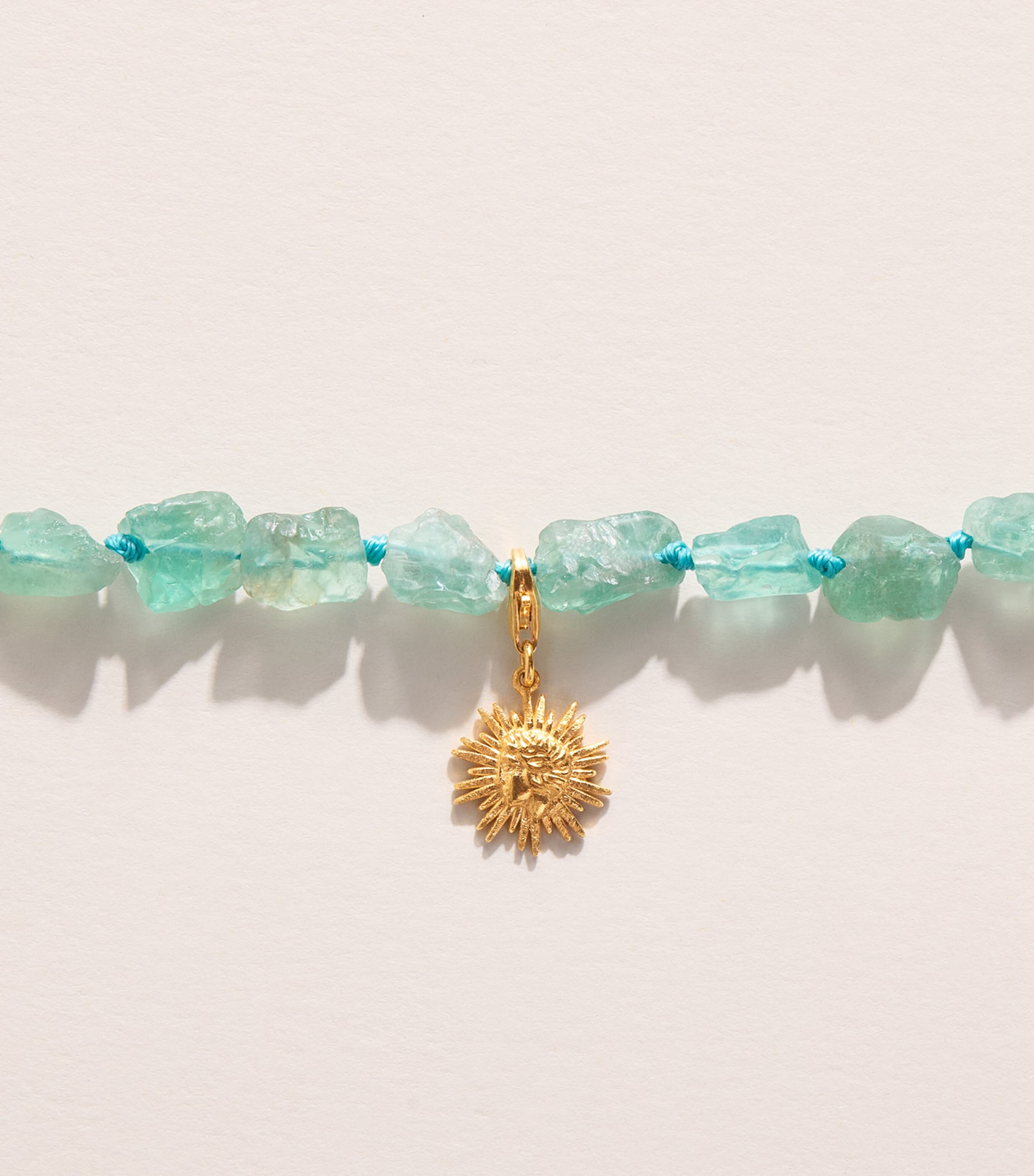 Hermina Athens Beaded Sun Charm Necklace Gold Image 3