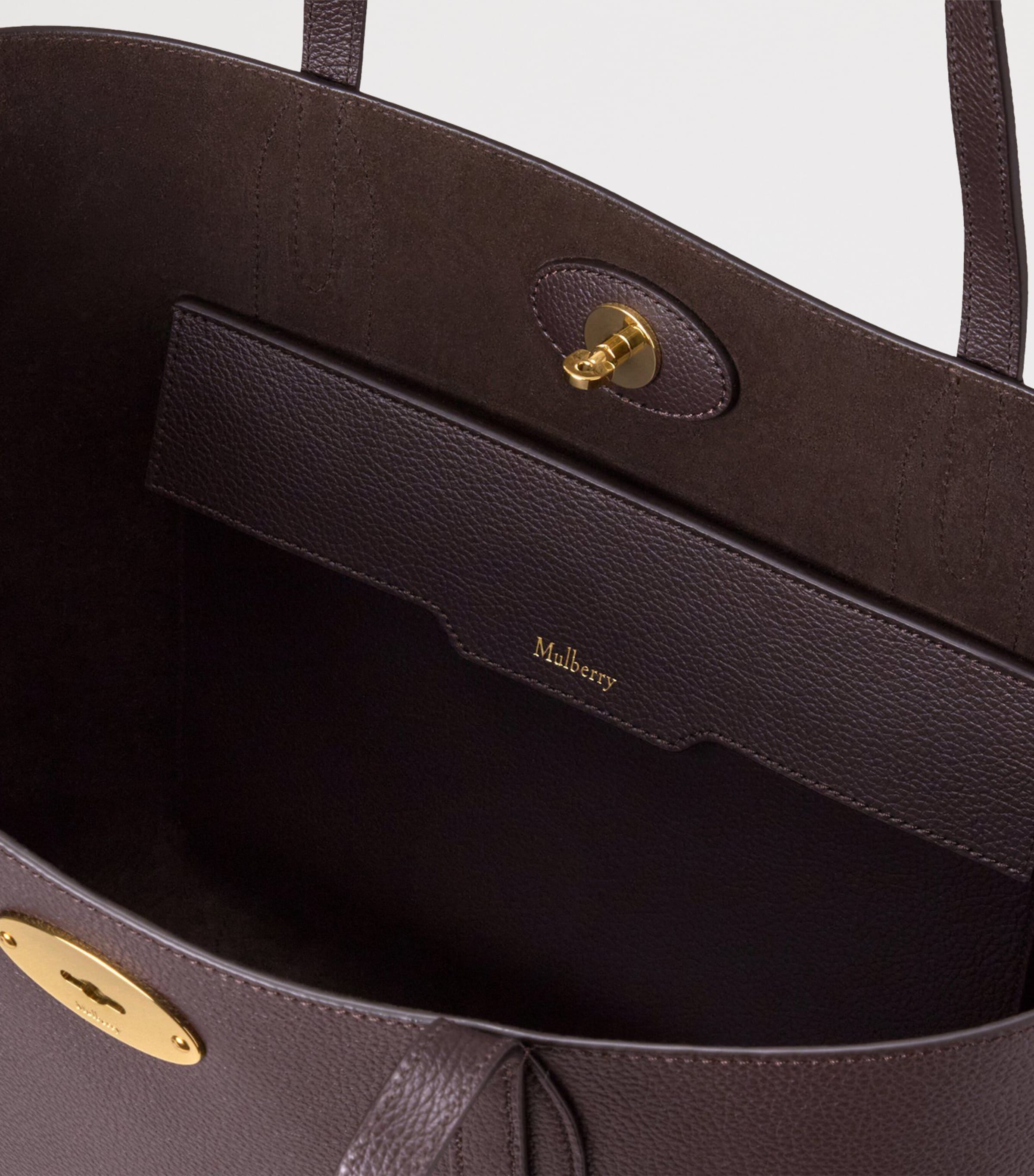 Small Leather Bayswater Tote Bag EBONY Image 5