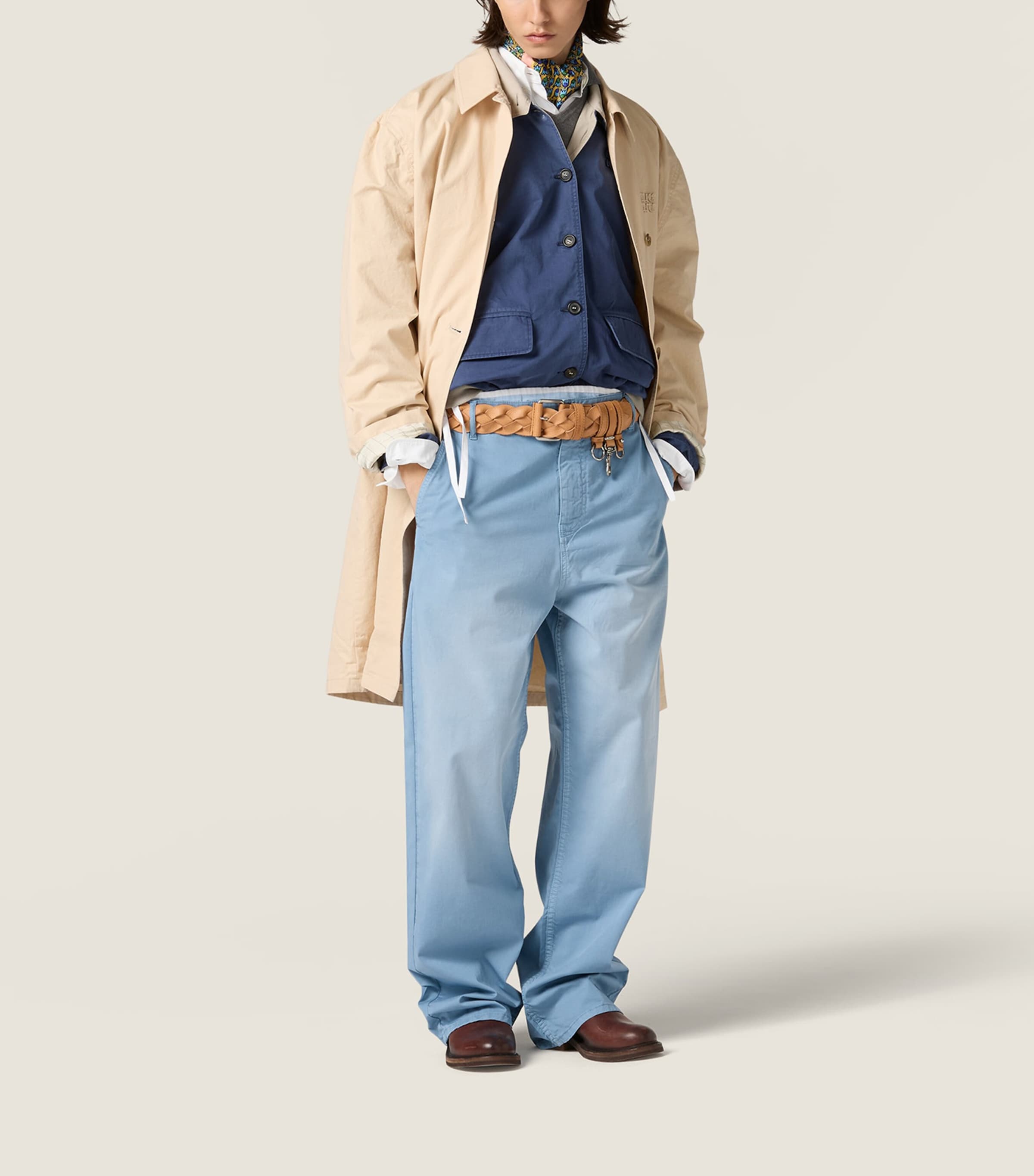 Miu Miu Garment-Dyed Wide-Leg Chinos Light Blue Image 2