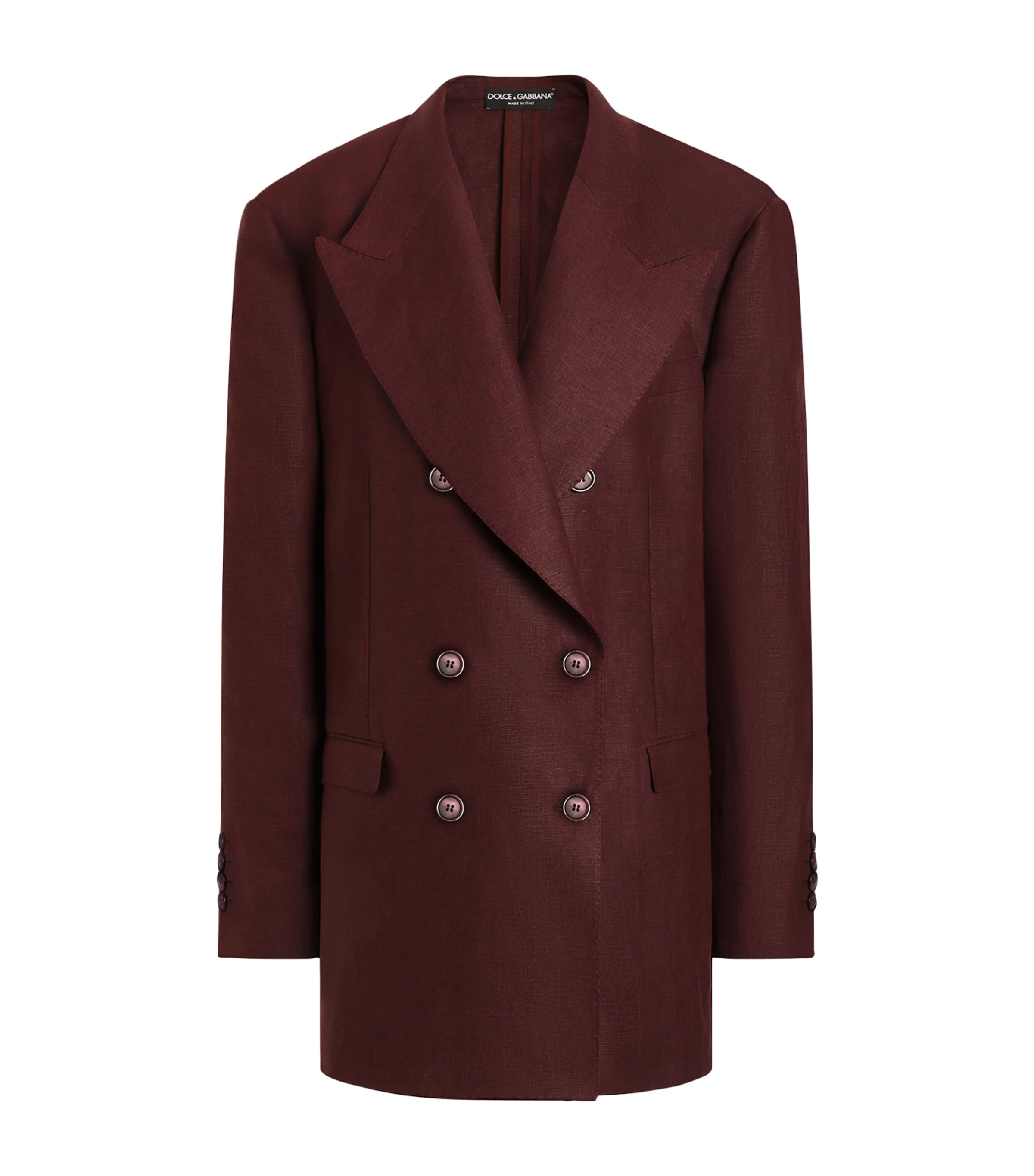 Dolce&Gabbana Womens Linen Canvas Double-Breasted Jacket Brow Image 1