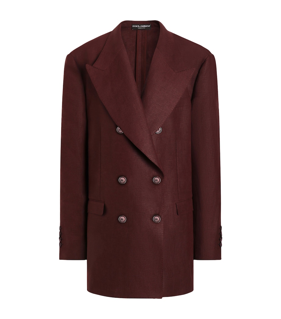 Dolce&Gabbana Womens Linen Canvas Double-Breasted Jacket Brow Image 1
