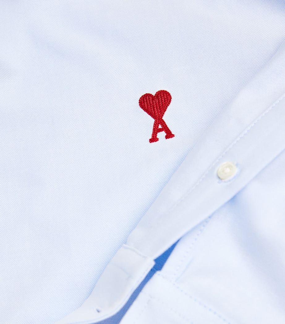 AMI Paris Mens Cotton Ami de Coeur Shirt Bleu Image 5