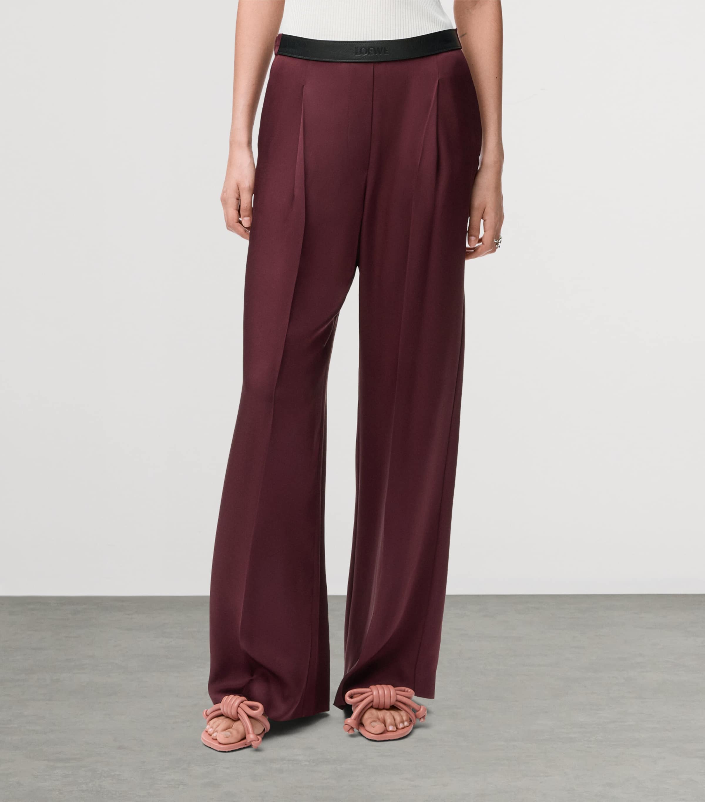 Silk Wide-Leg Trousers BURGUNDY Image 3