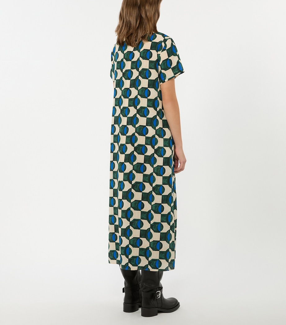 Weekend Max Mara Womens Silk Printed Midi Dress Dark Green Image 3