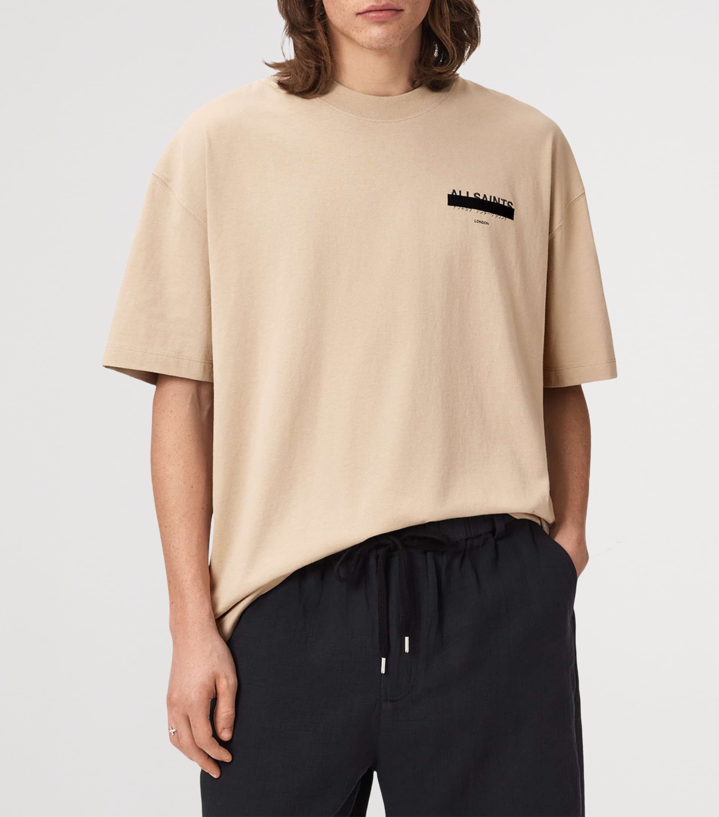 AllSaints Mens Organic Cotton Redact T-Shirt Sunset Brown Image 3
