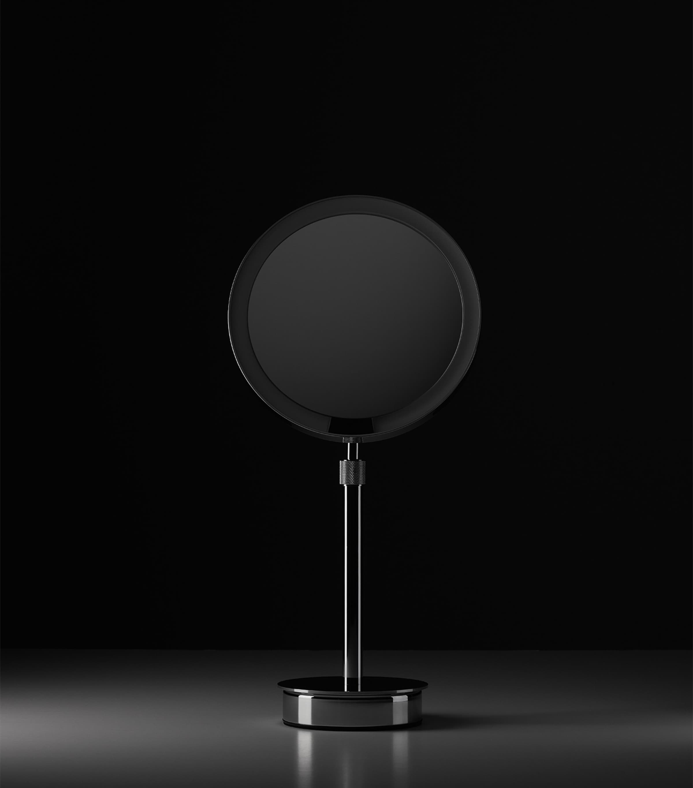 Light-Up Round Cosmetics Mirror CHROME Image 2