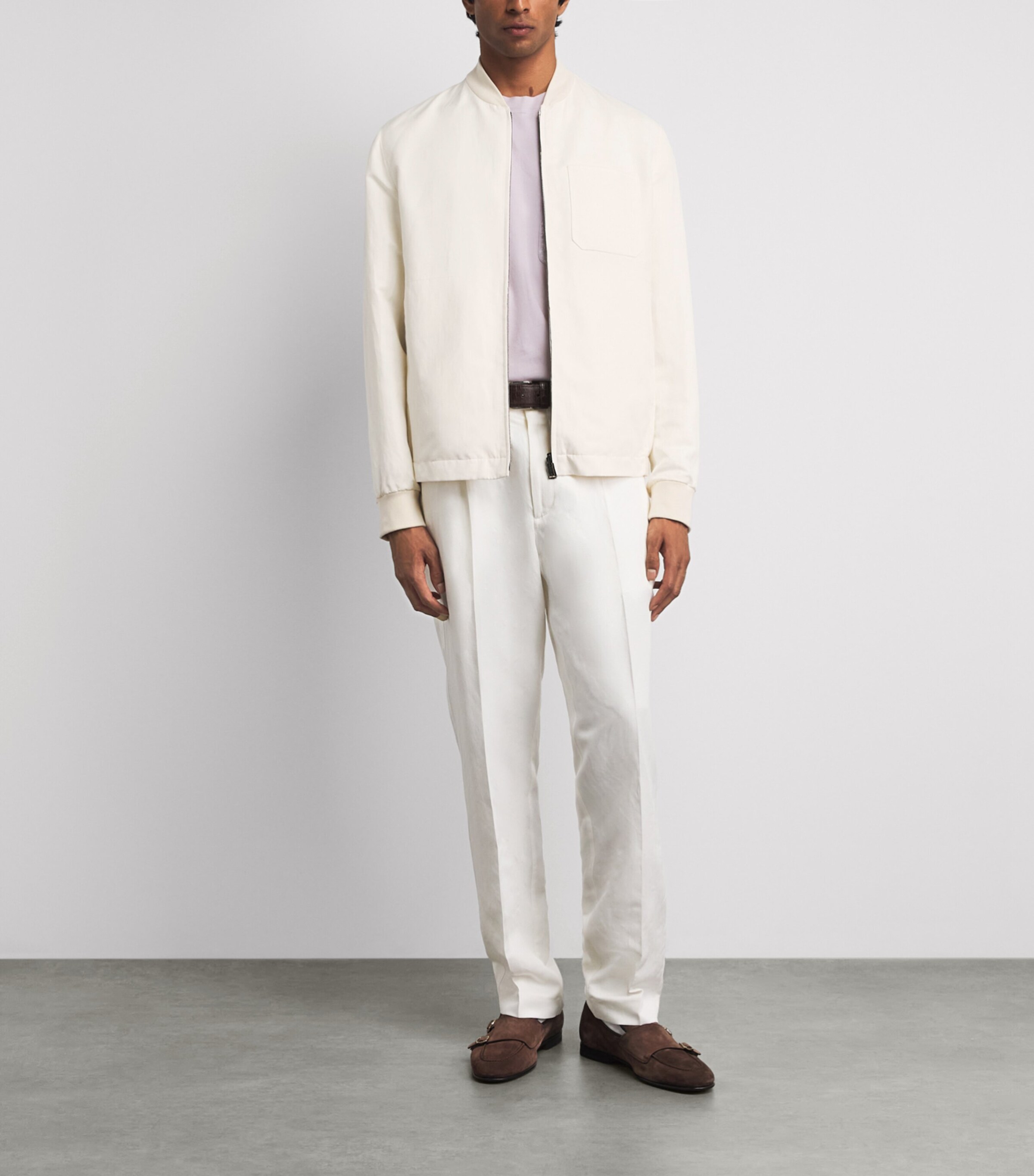 Canali Mens Linen-Silk Bomber Jacket Image 2