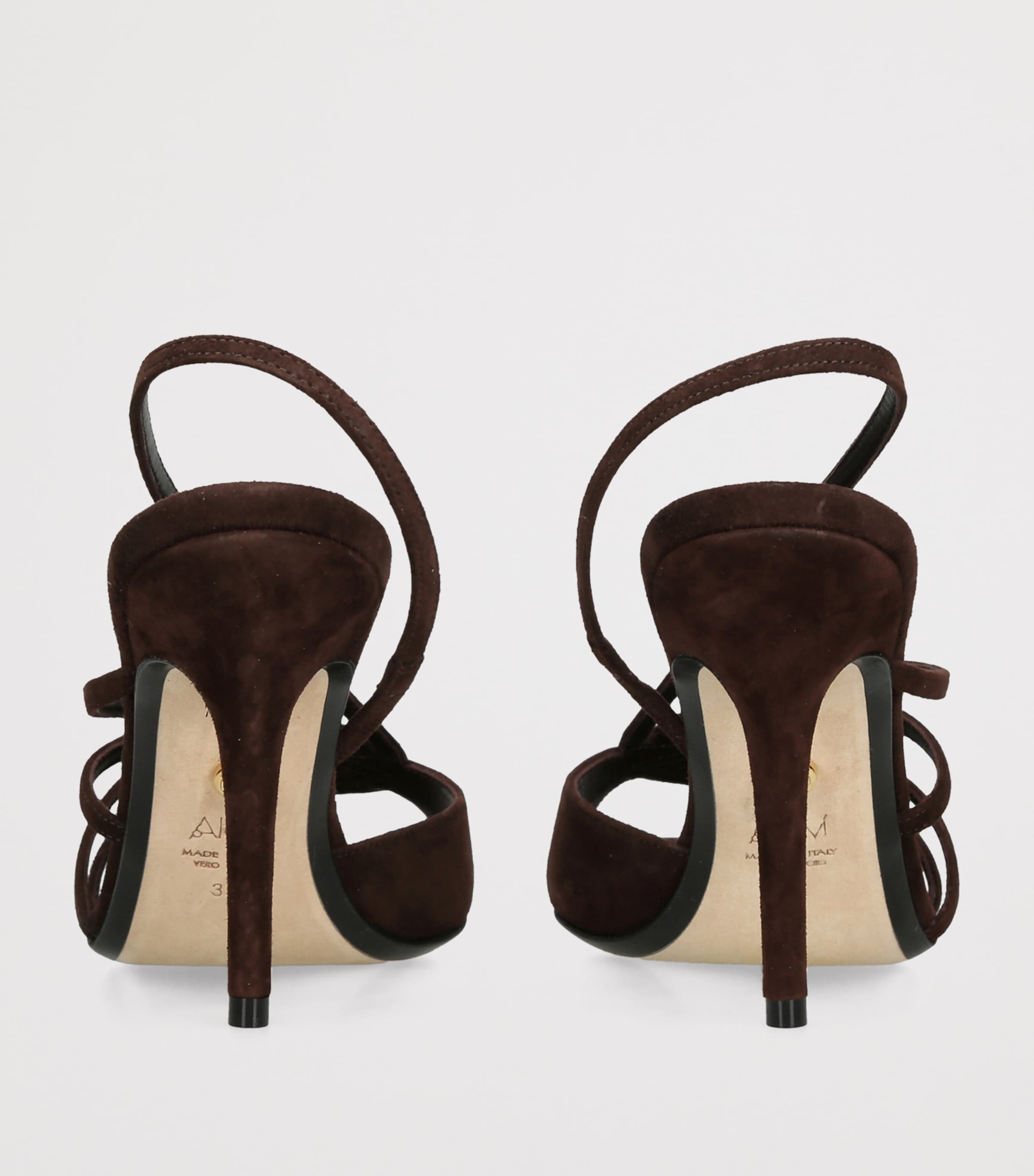 Alevì Suede Star Heeled Sandals 95 Dark Brown Image 4