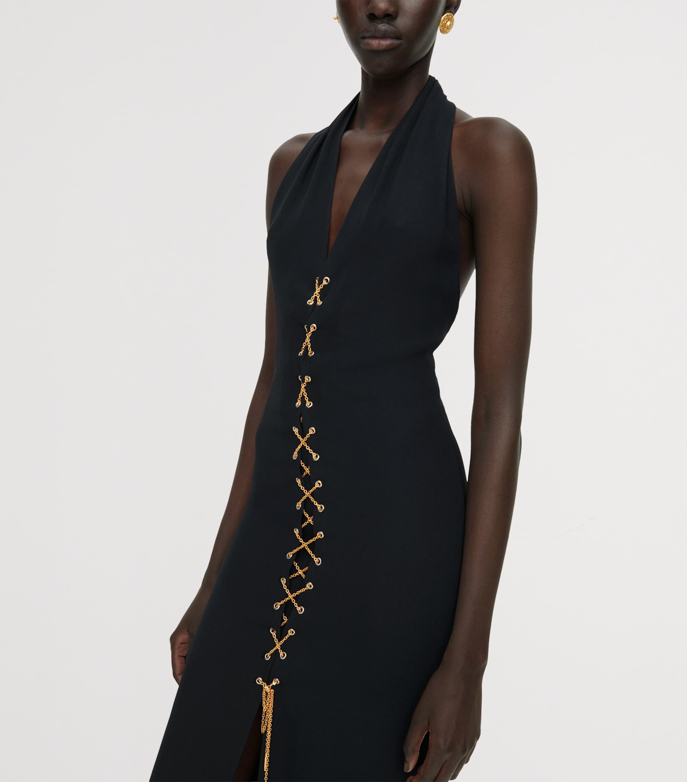 Schiaparelli Womens Laced Halterneck Maxi Gown Black Image 4