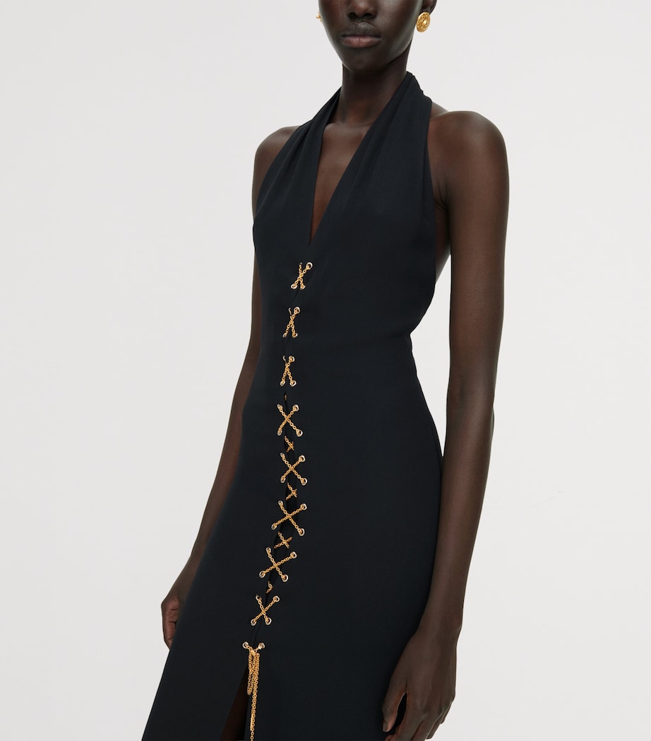 Schiaparelli Womens Laced Halterneck Maxi Gown Black Image 4