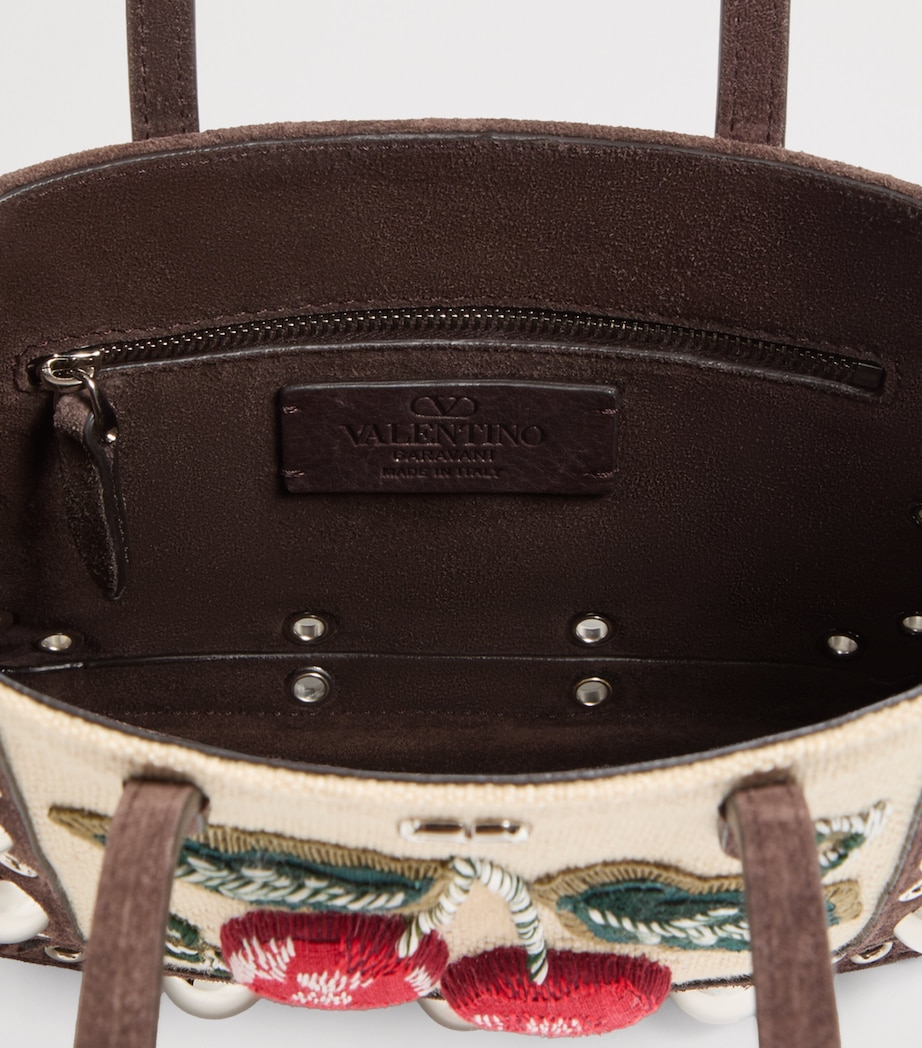 Mini Suede Embroidered Nellcôte Tote Bag AYG Image 4