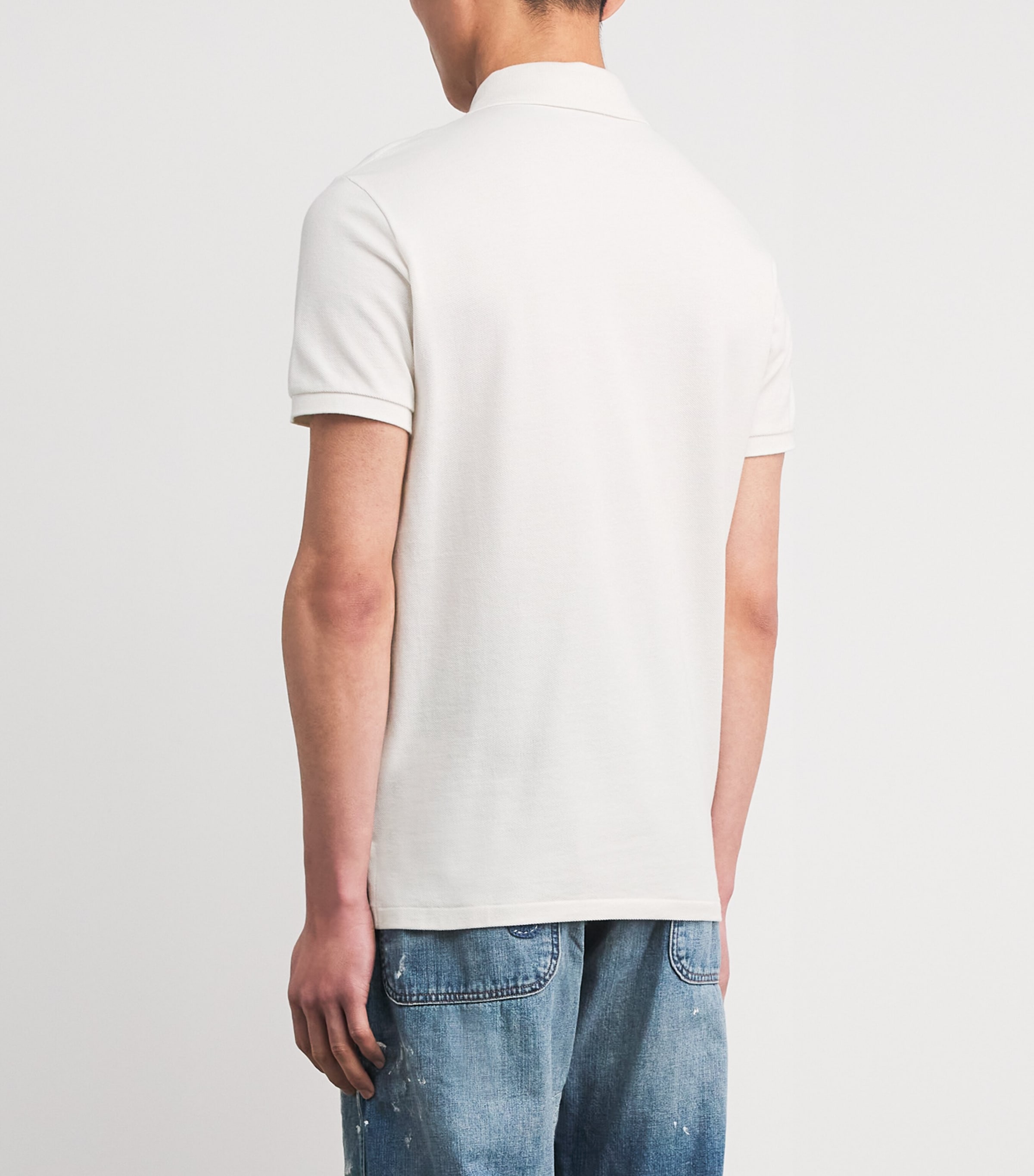 Cotton Mesh Slim Polo Shirt ANTIQUE CREAM/C7114 Image 4