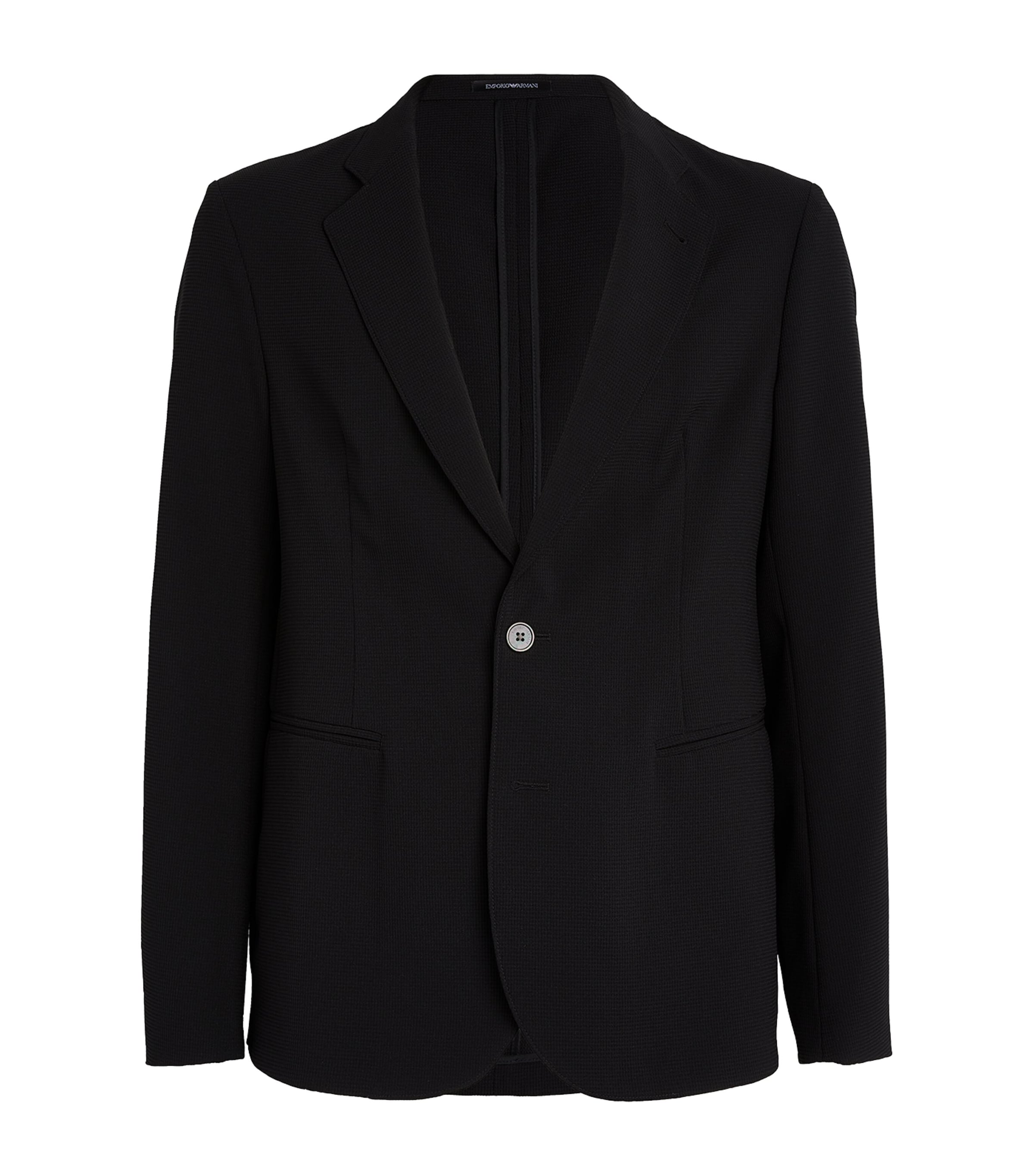 Emporio Armani Crepe Single-breasted Blazer In Black