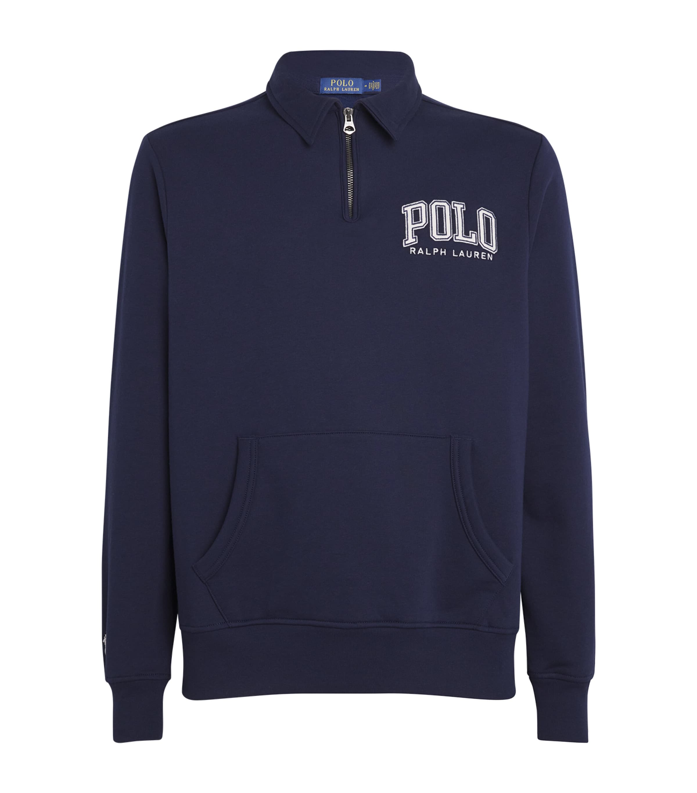 Polo Ralph Lauren Logo Quarter-zip Sweatshirt In Navy