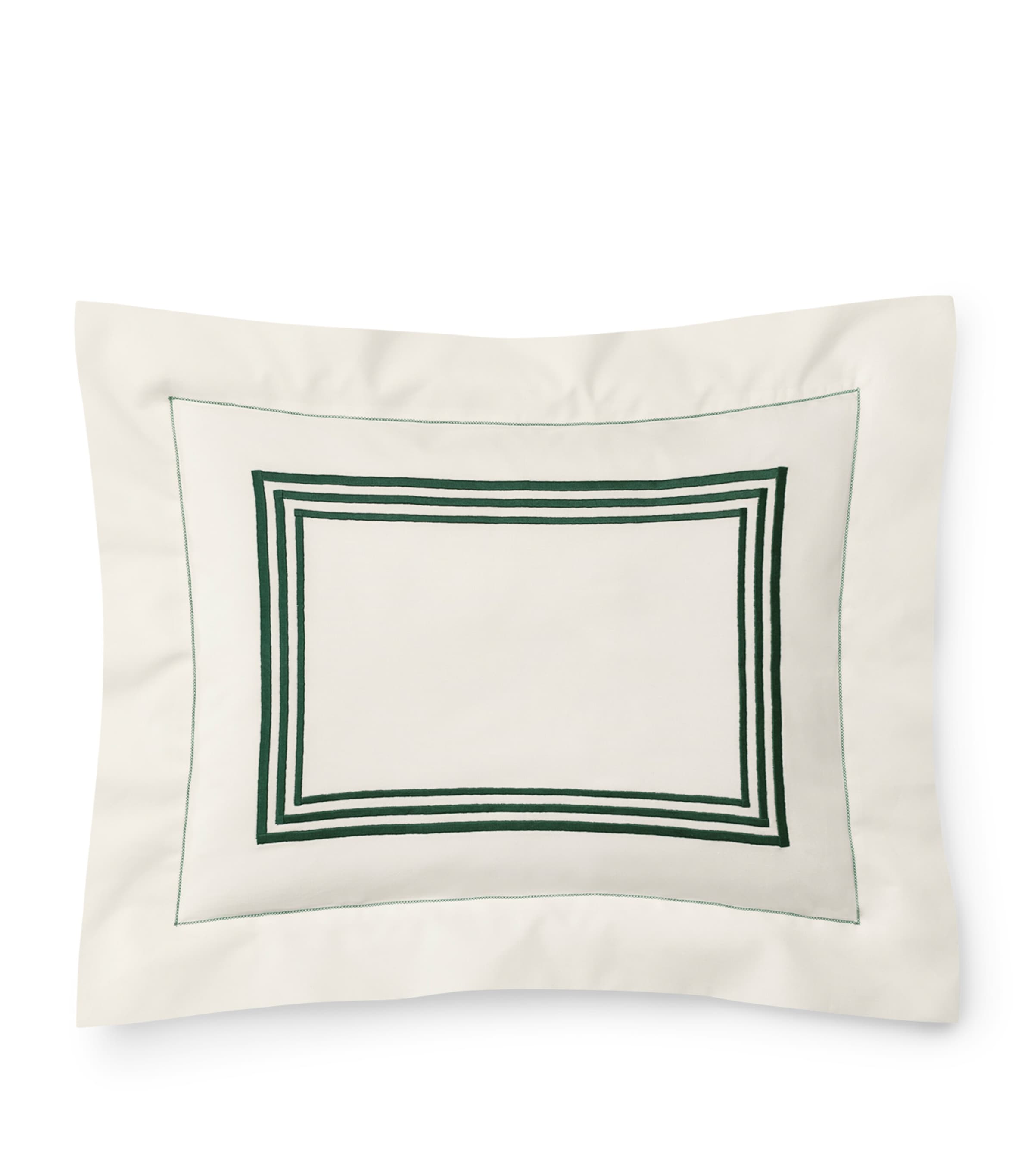 Pratesi Tre Righe Boudoir Pillowcase (30cm x 40cm) Ivory/emerald Image 1