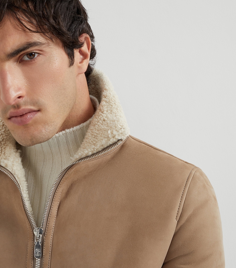 Cashmere-Trim Shearling Jacket C4248 Image 6