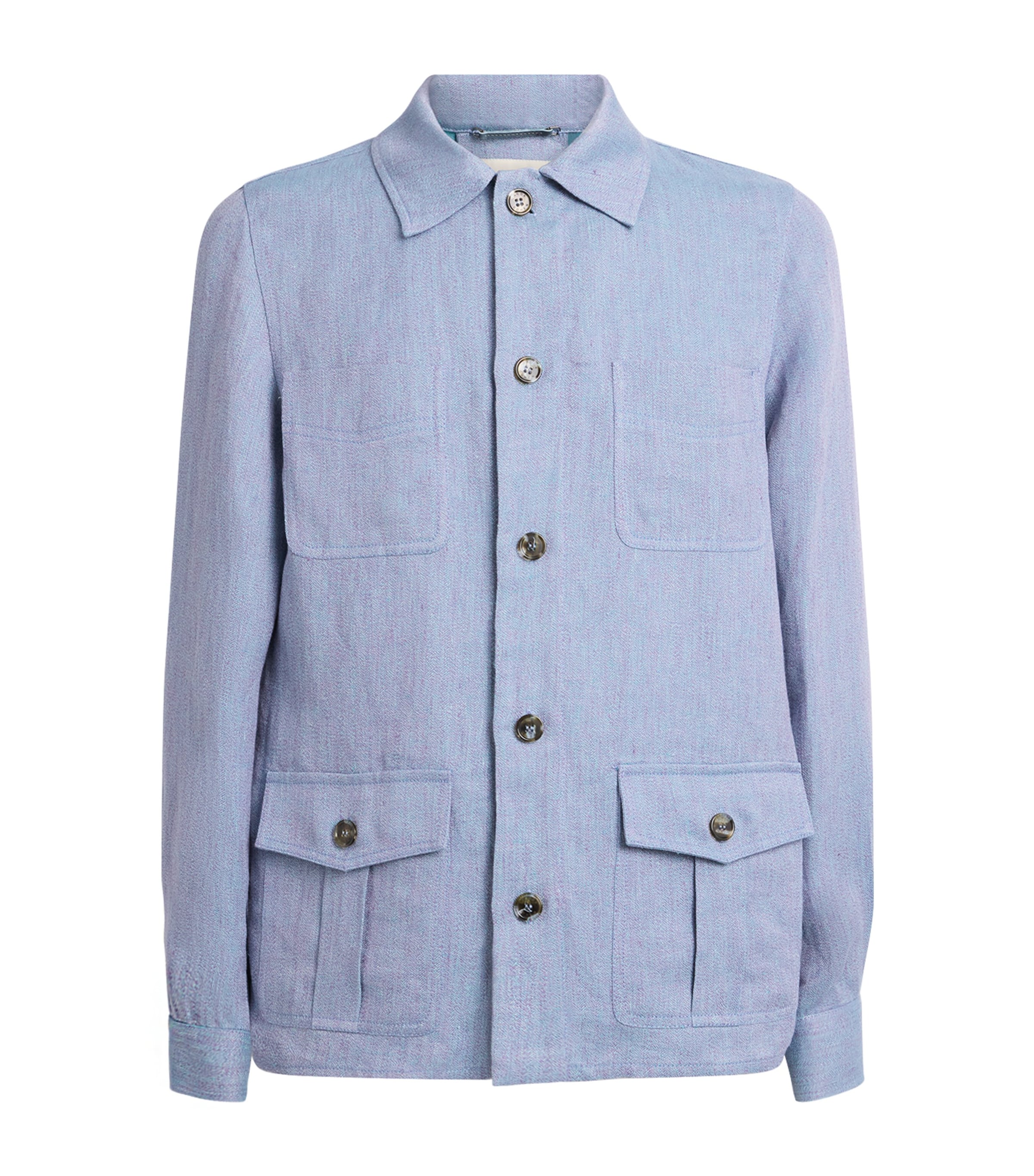 JACOB COHËN Mens Linen Overshirt Azzurro Image 1