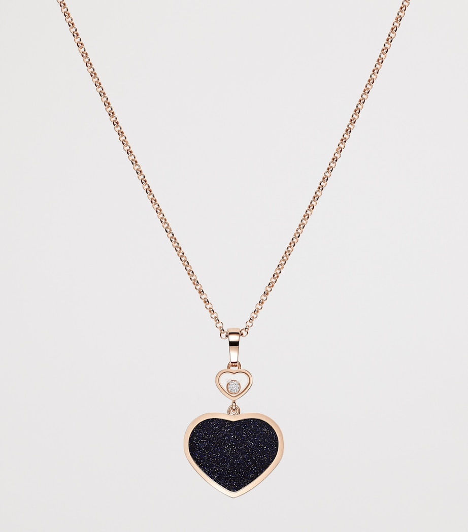 Rose Gold, Diamond and Aventurine Happy Hearts Pendant Necklace 18K ROSE GOLD Image 4