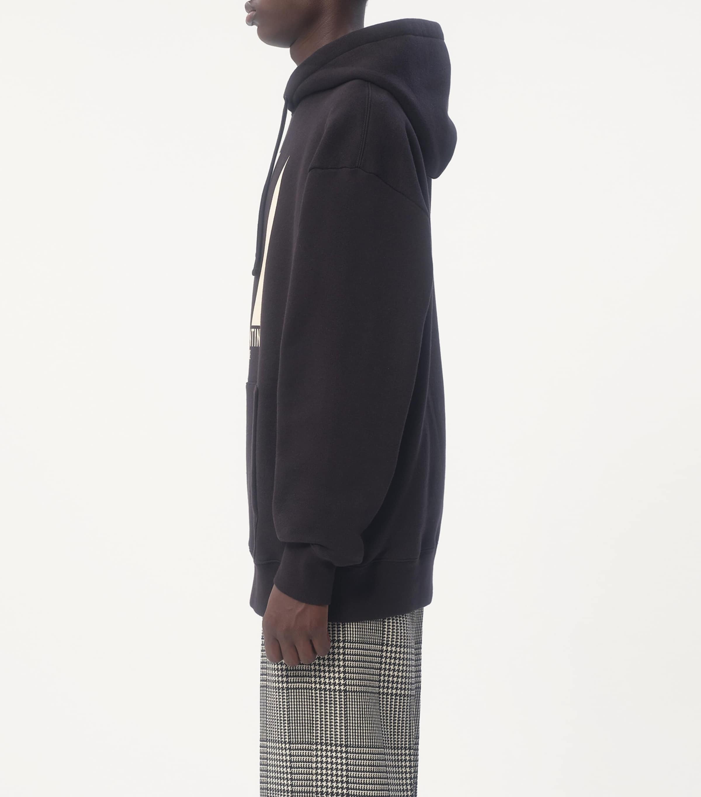 【VALENTINO】Chez Valentino Sweatshirt ブラック シェ ヴァレンティノプリント コットン フード付きスウェット