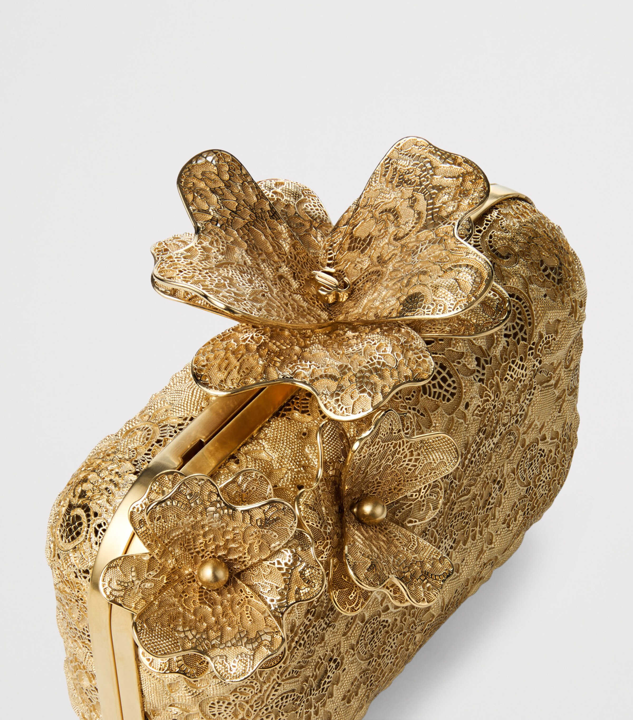 Jimmy Choo Cloud Metal Lace Clutch Bag Gold Image 6