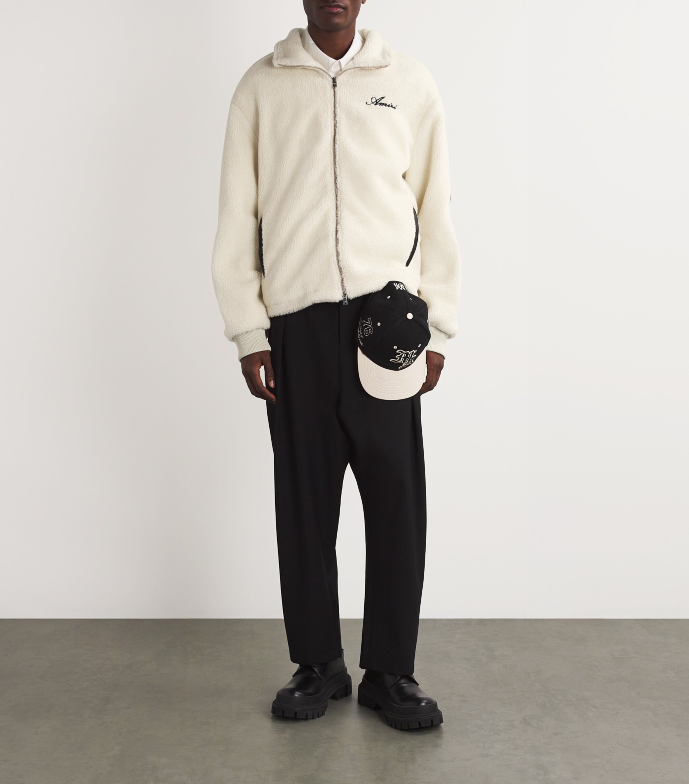 AMIRI Mens Fleece Bones Jacket Alabaster Image 2