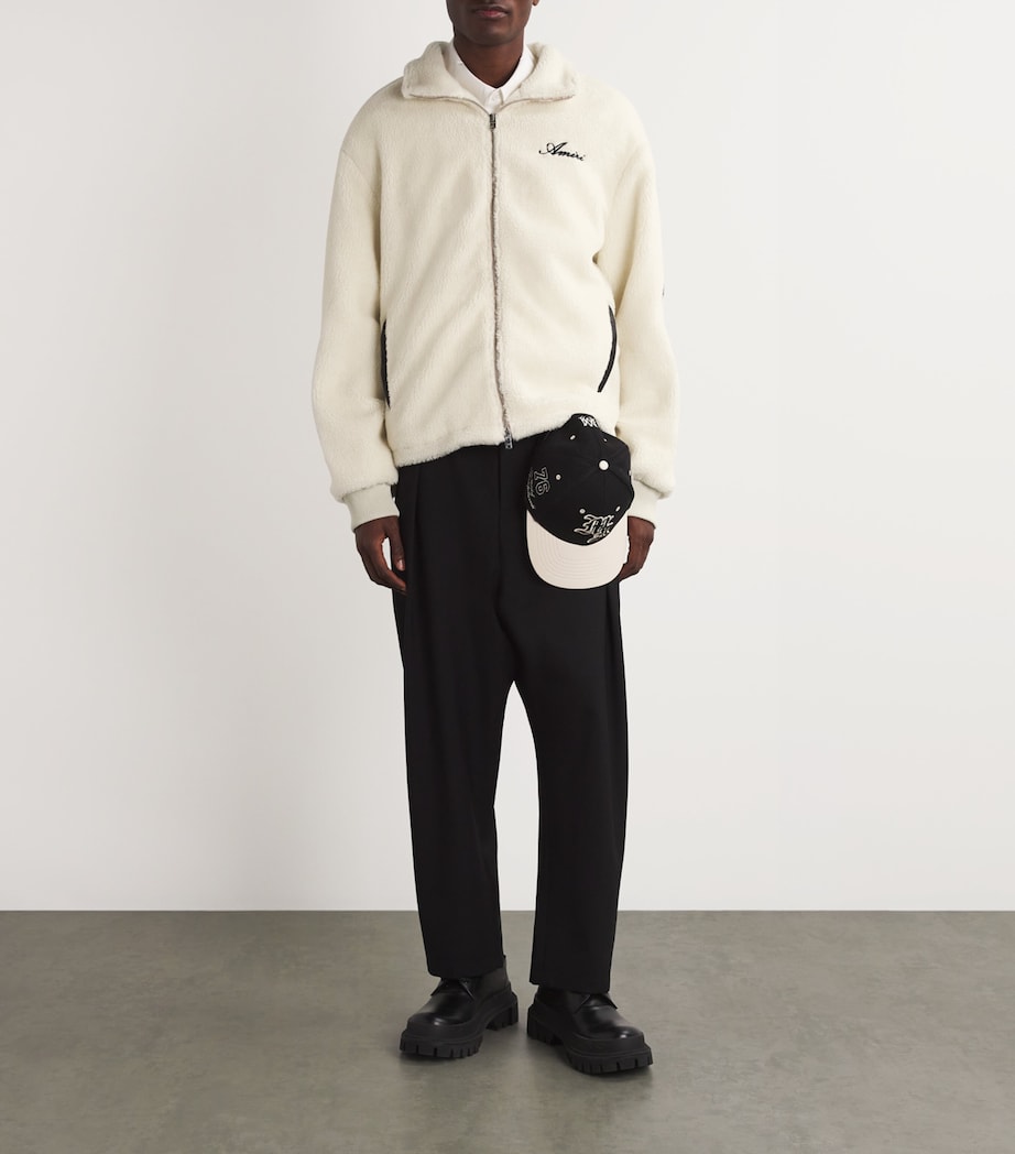 AMIRI Mens Fleece Bones Jacket Alabaster Image 2
