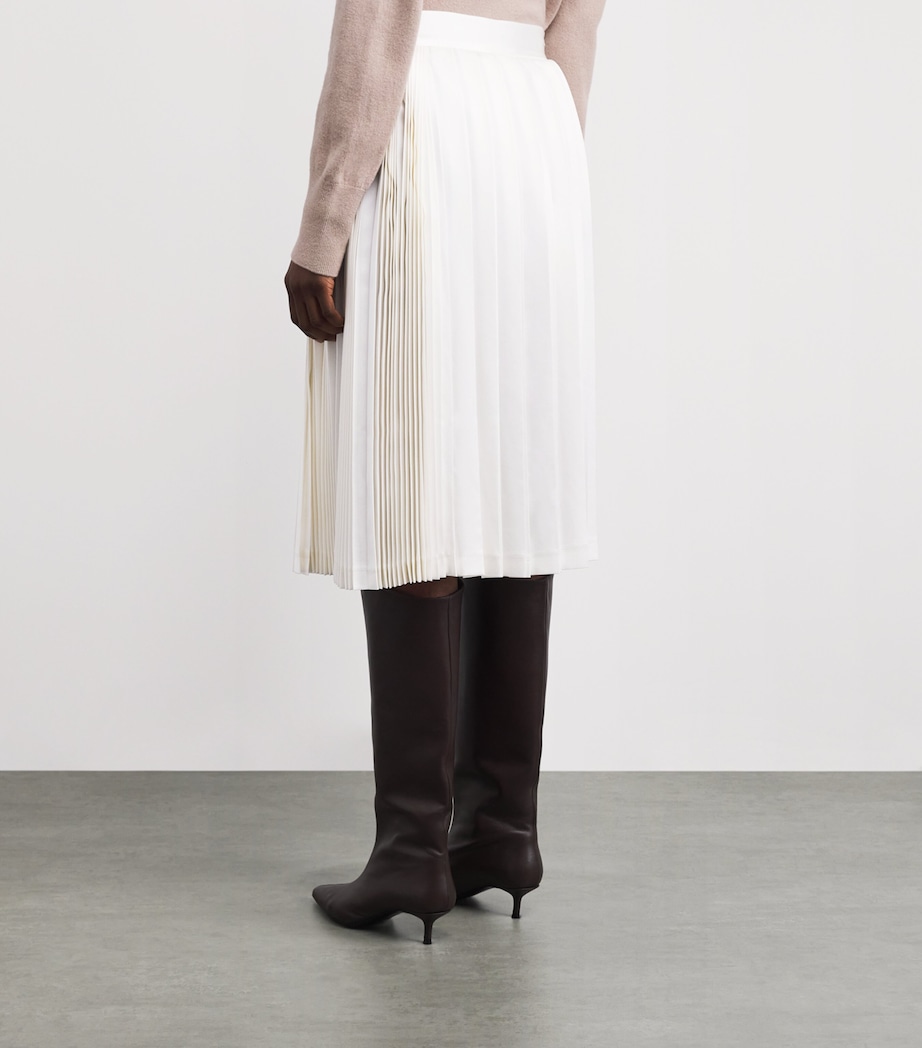Laura Pitharas Womens Silk Pleated Midi Skirt Ivory Excl Image 5