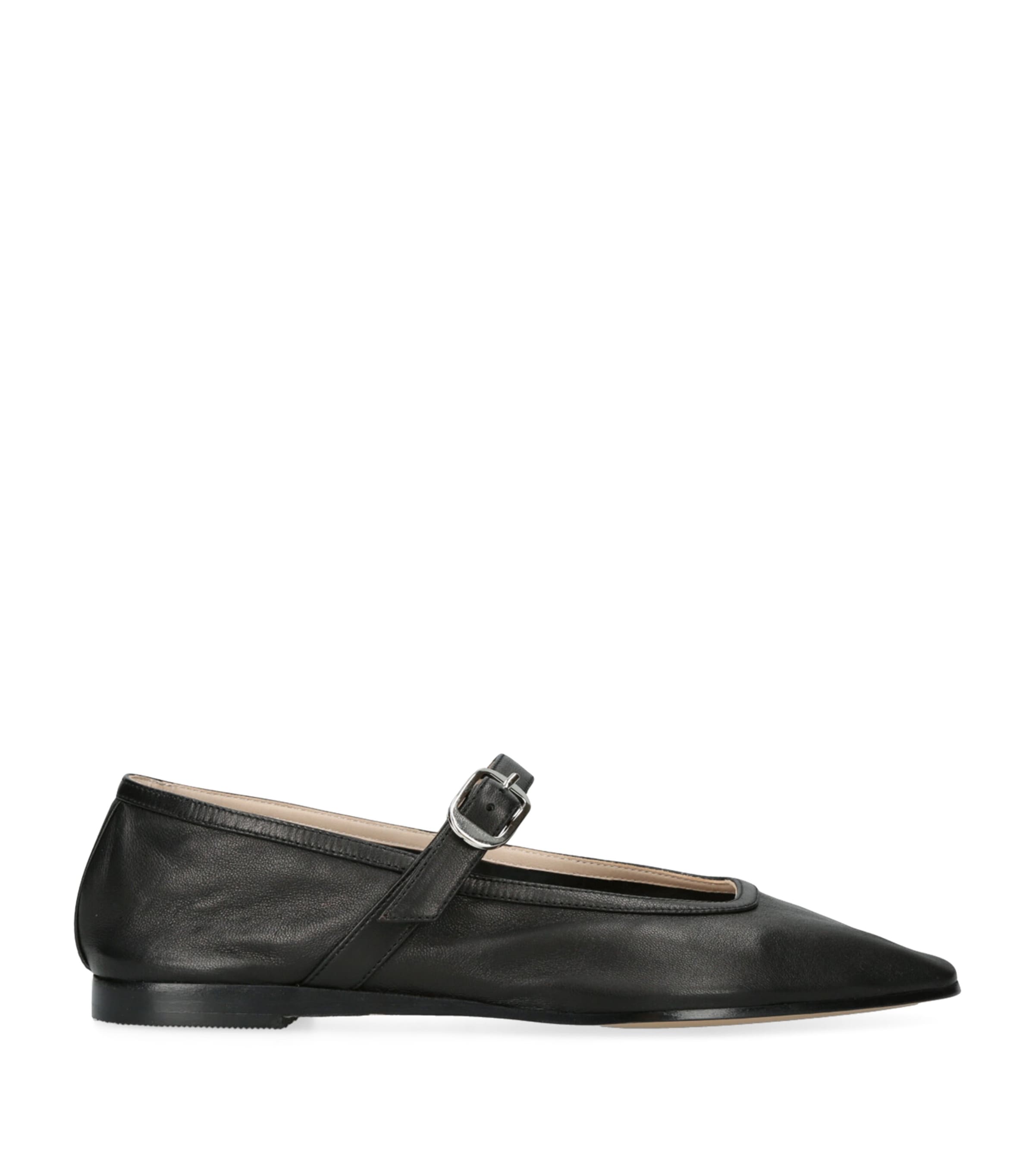 Shop Le Monde Beryl Leather Mary Jane Ballet Flats In Black