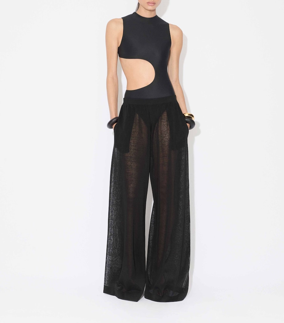Linen-Silk Wide-Leg Trousers NOIR ALAIA Image 2