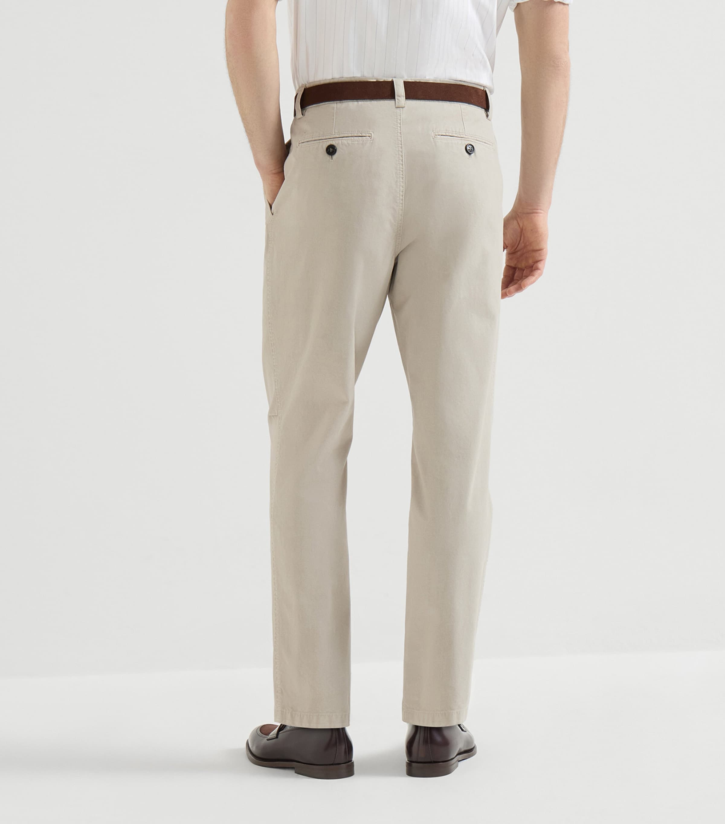 Brunello Cucinelli Mens Cotton Gabardine Straight Trousers Image 5