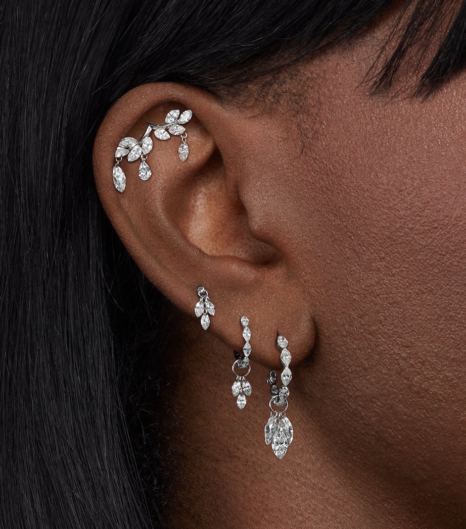 Floating Diamond Plume Threaded Charm Earring (3.5mm) WHITE GOLD Image 3
