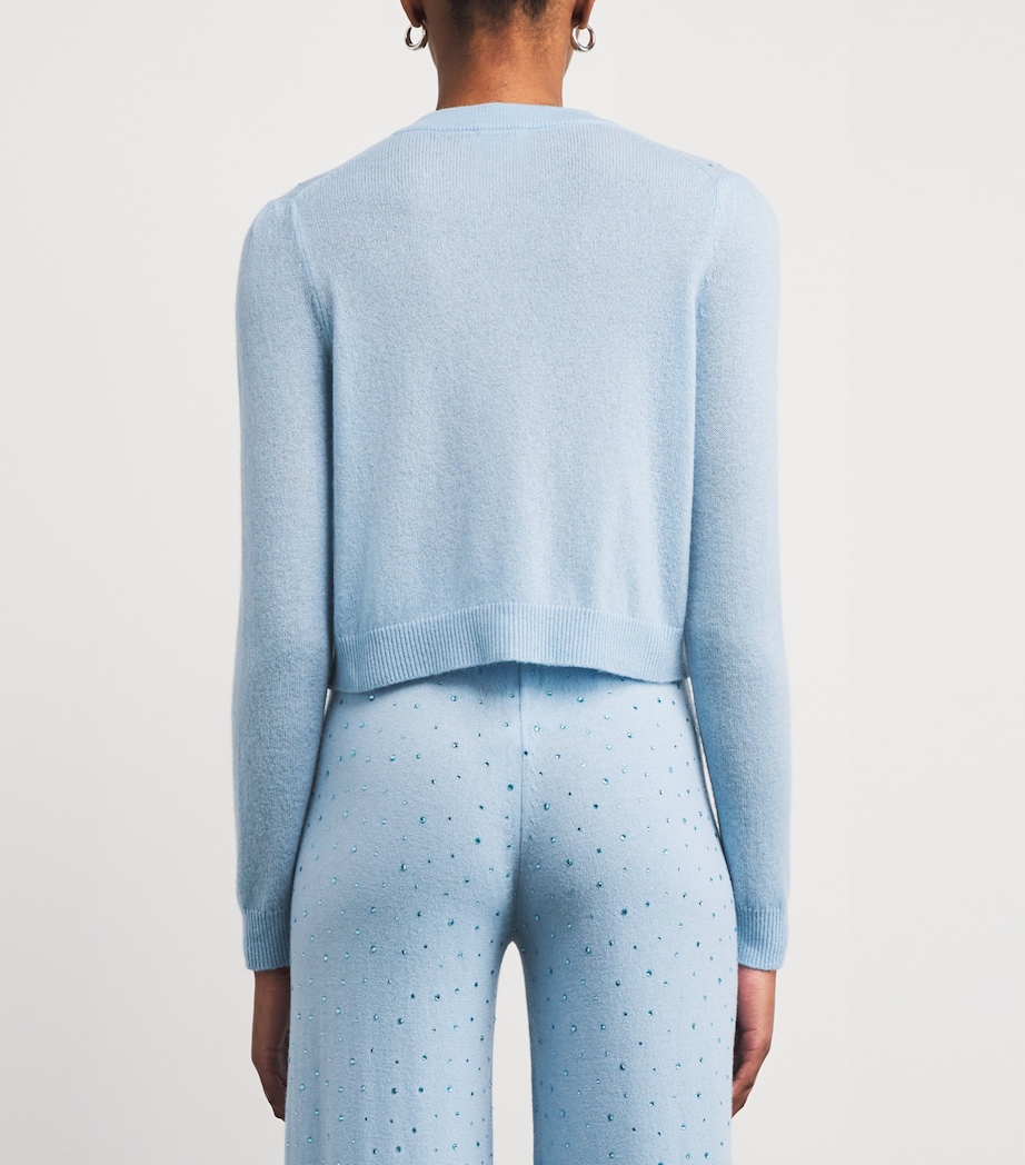 Allude Womens Wool-Cashmere Crystal-Embellished Cardigan Blue Image 4