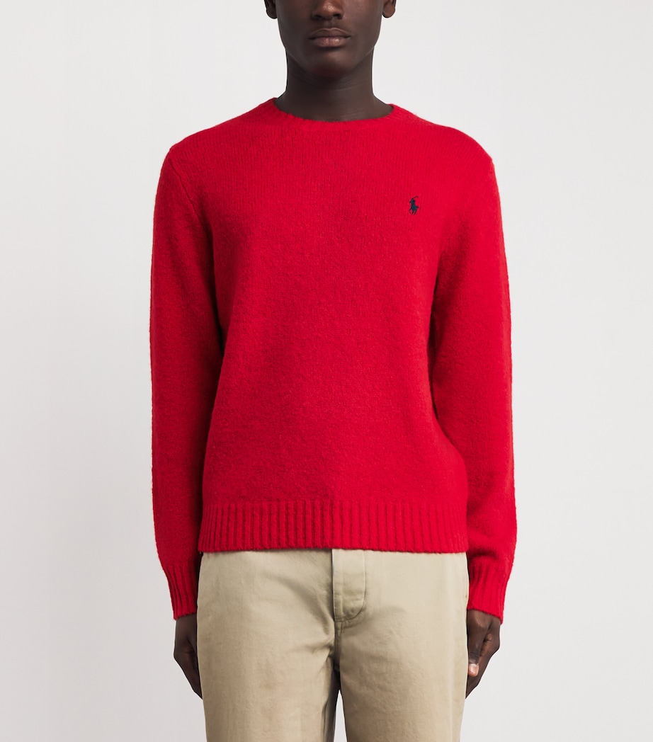 Wool-Alpaca Polo Pony Sweater RED Image 3