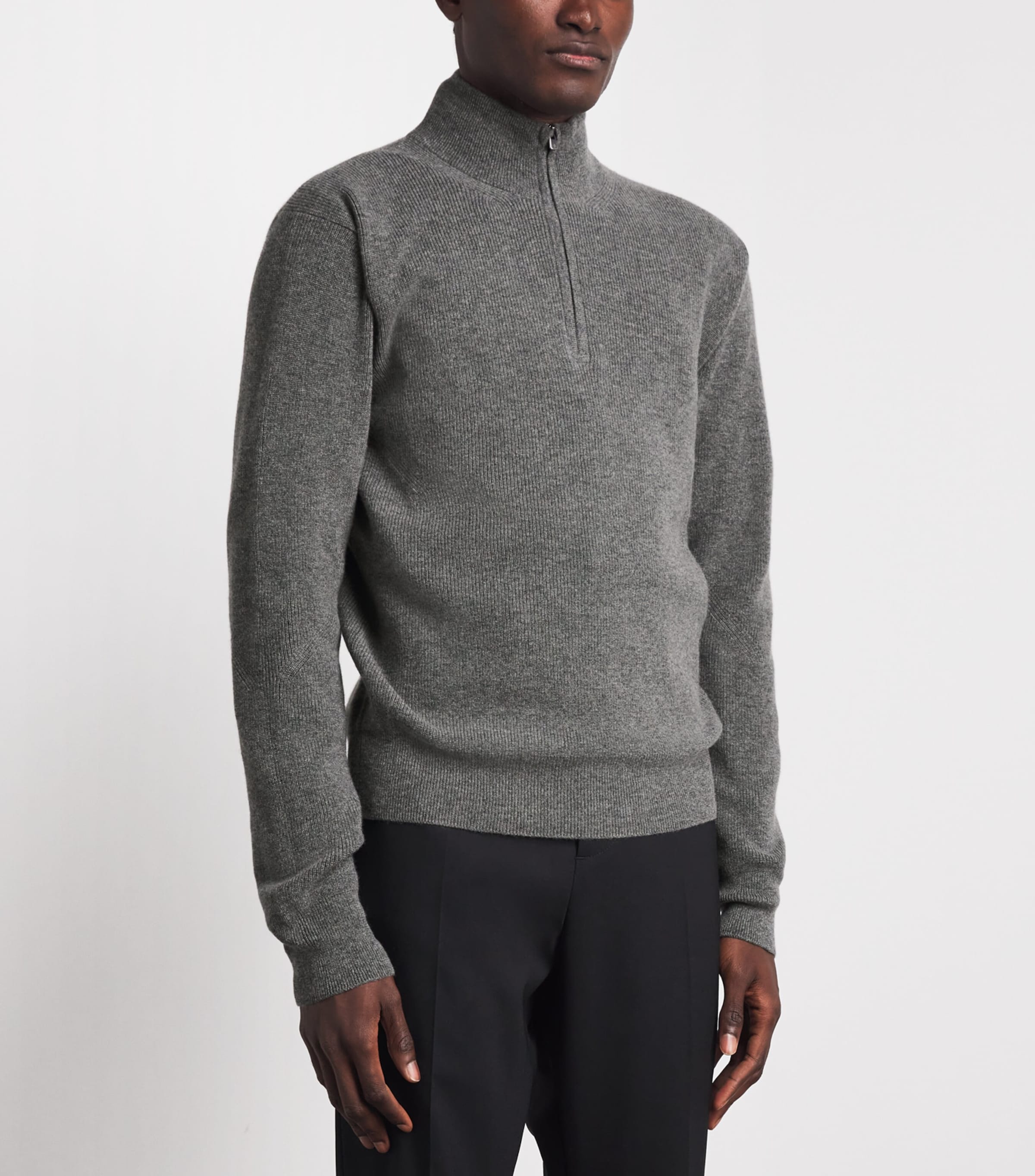 Ralph Lauren Purple Label Grey Cashmere Half-Zip Sweater | Harrods US